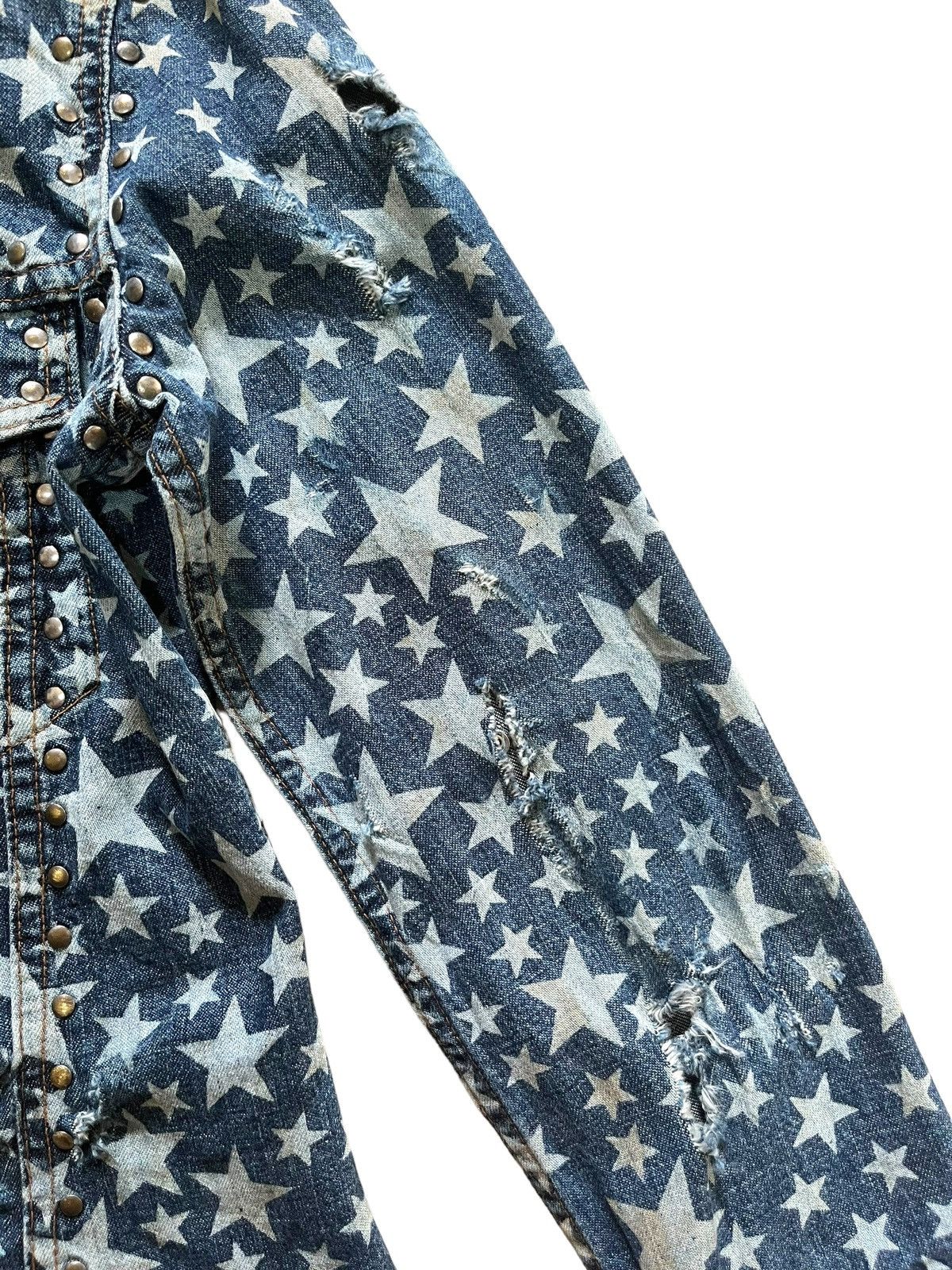 Hysteric Glamour × Japanese Brand × Seditionaries Vintage Hysteric Allover Print Stars Studded Denim Shirts Size S / US 4 / IT 40 - 9 Thumbnail