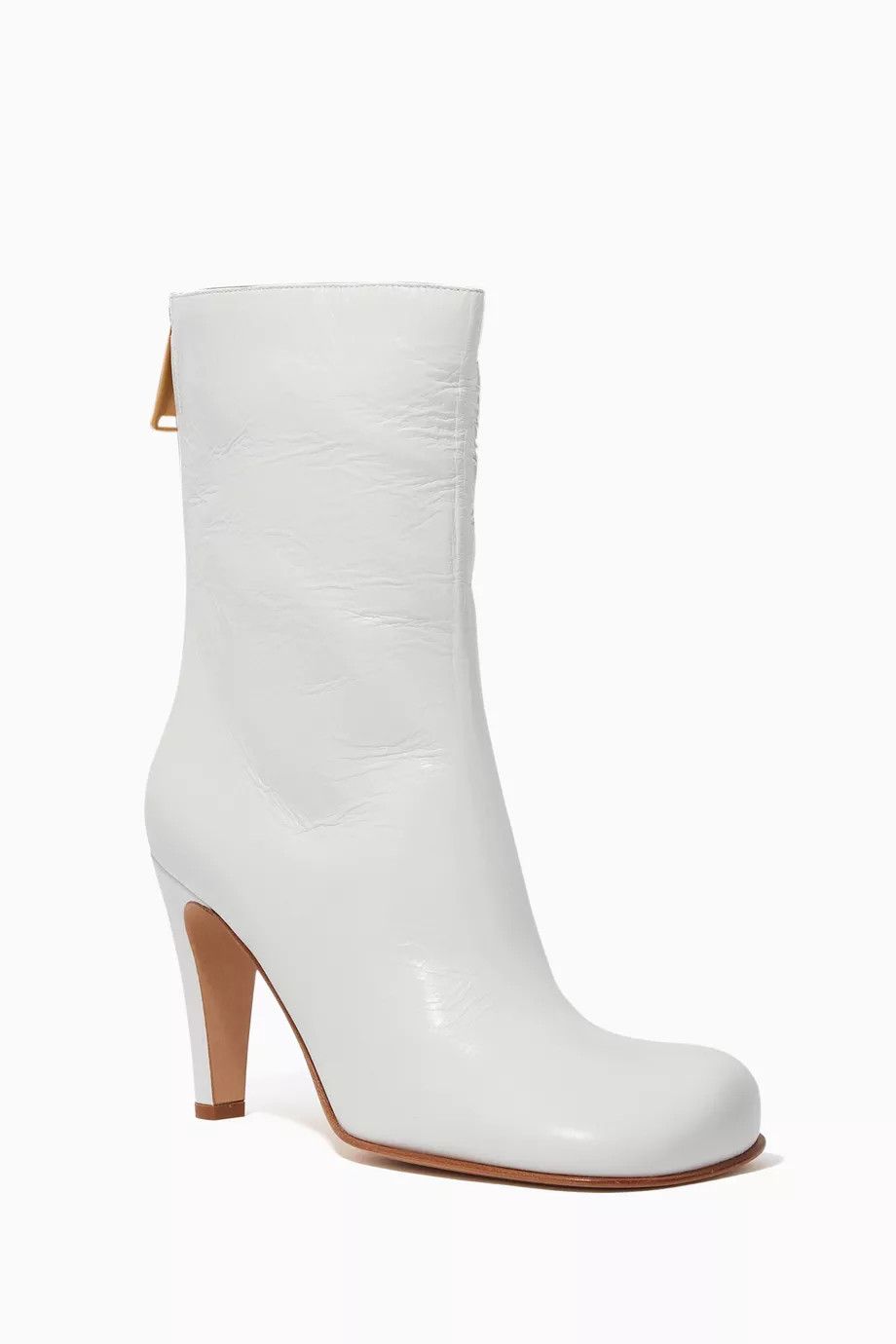 Bottega Veneta o1y0725 Leather Ankle Boots in White Size US 6 / IT 36 - 2 Thumbnail