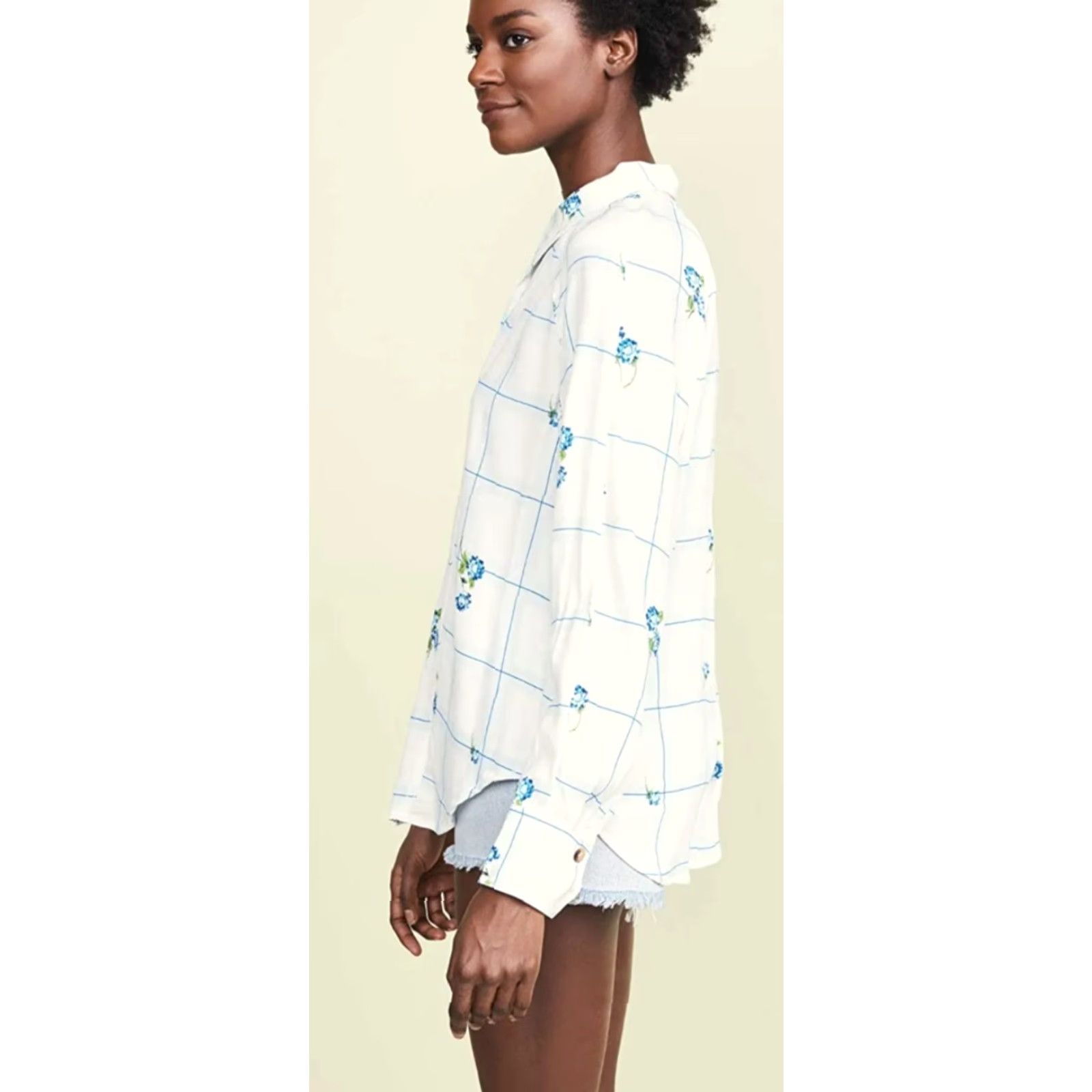 Free People Free People Button-Up Shirt Women Tunic Long Sleeve Floral White Down Dolman Size M Size M / US 6-8 / IT 42-44 - 2 Thumbnail