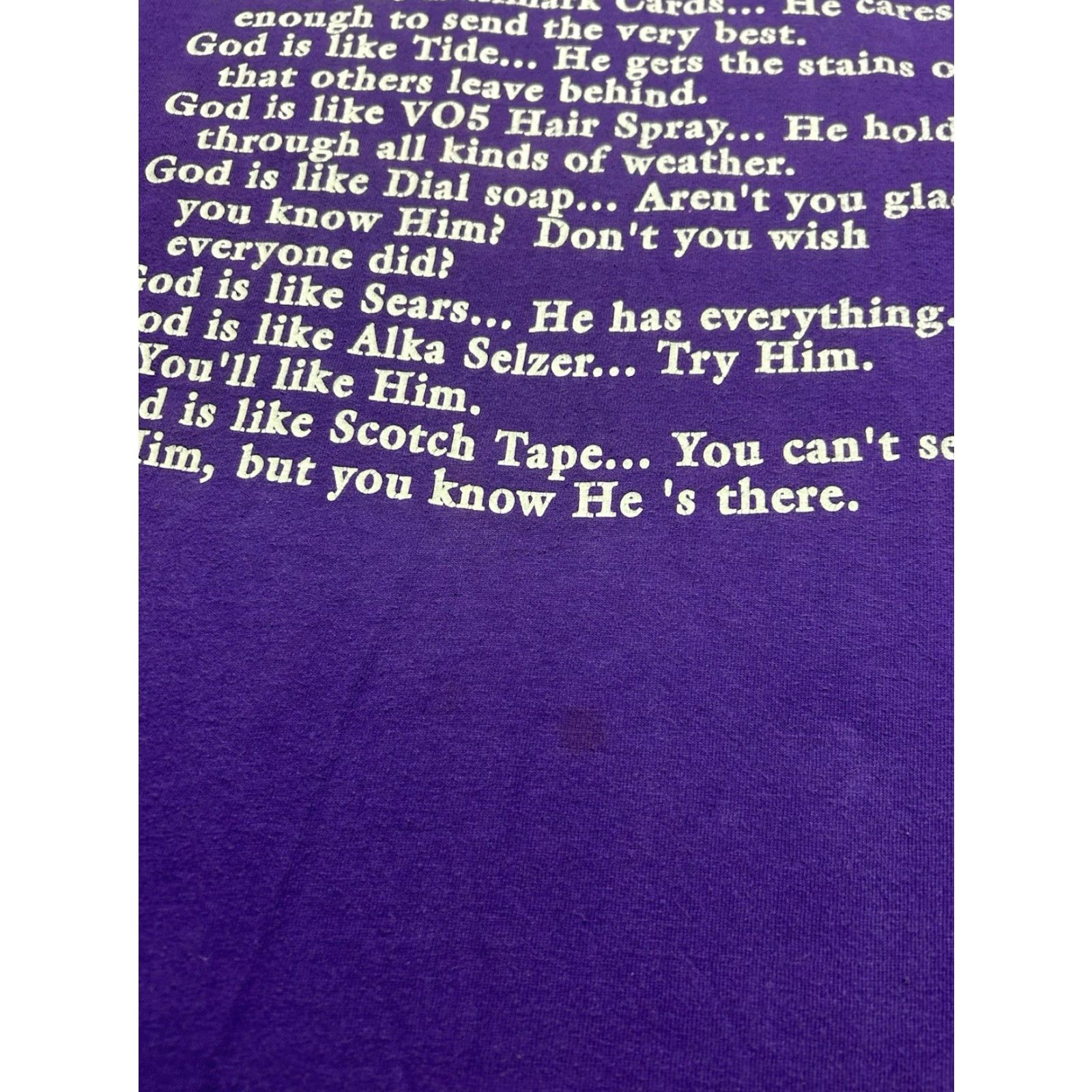 Vintage VINTAGE 90s graphic t shirt god is like religious Jesus tee single stitch Large T-Shirt Mens Purple 90s Boys? Size US L / EU 52-54 / 3 - 3 Thumbnail