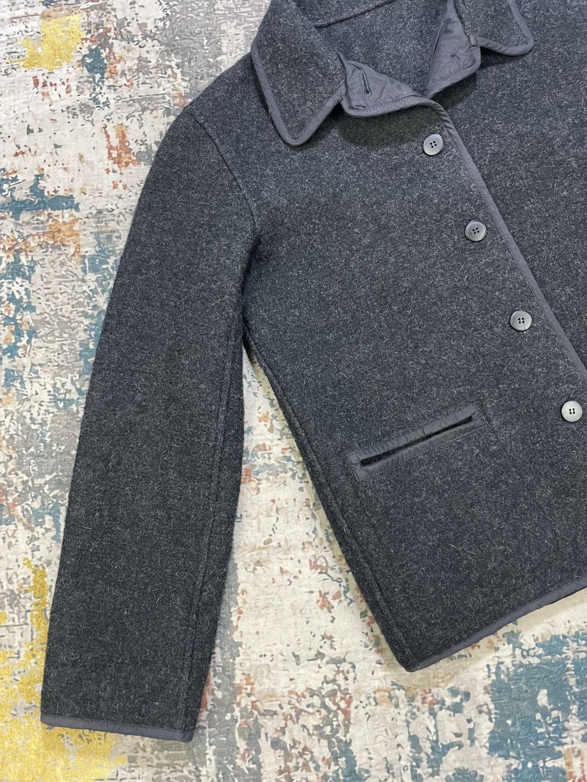 agnes b. Vintage Agnes B. Ash Gray Piped Trim Button Up Wool Jacket Size XS / US 0-2 / IT 36-38 - 5 Thumbnail