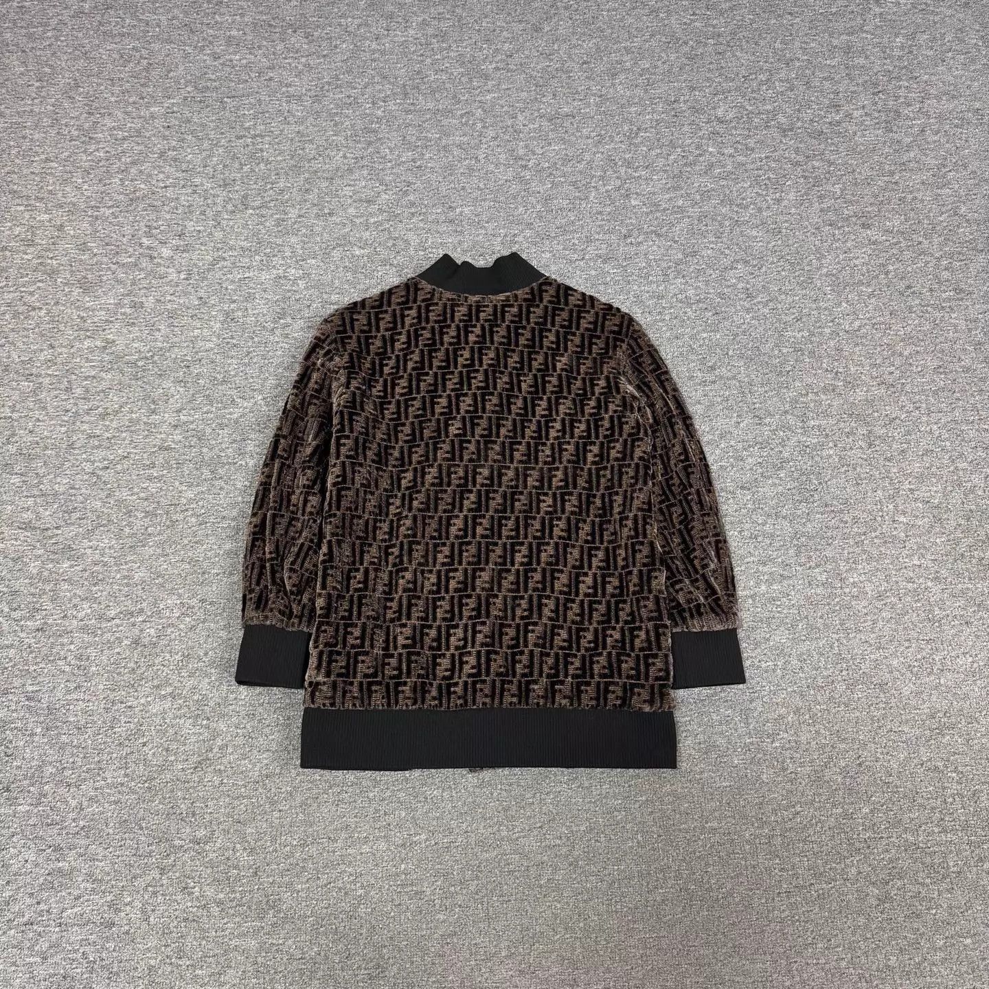 Fendi Fendi brown all over FF print velvet baseball jacket Size XS / US 0-2 / IT 36-38 - 2 Thumbnail
