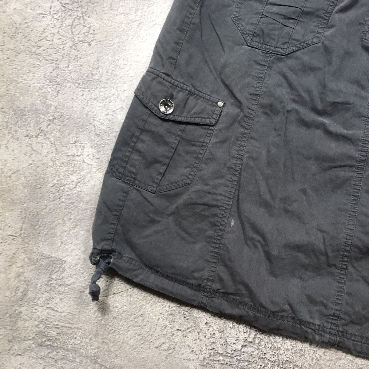 Vintage Y2K Black Cargo Midi Skirt Distressed Avant Garde Grunge 31 Size 31" - 2 Thumbnail