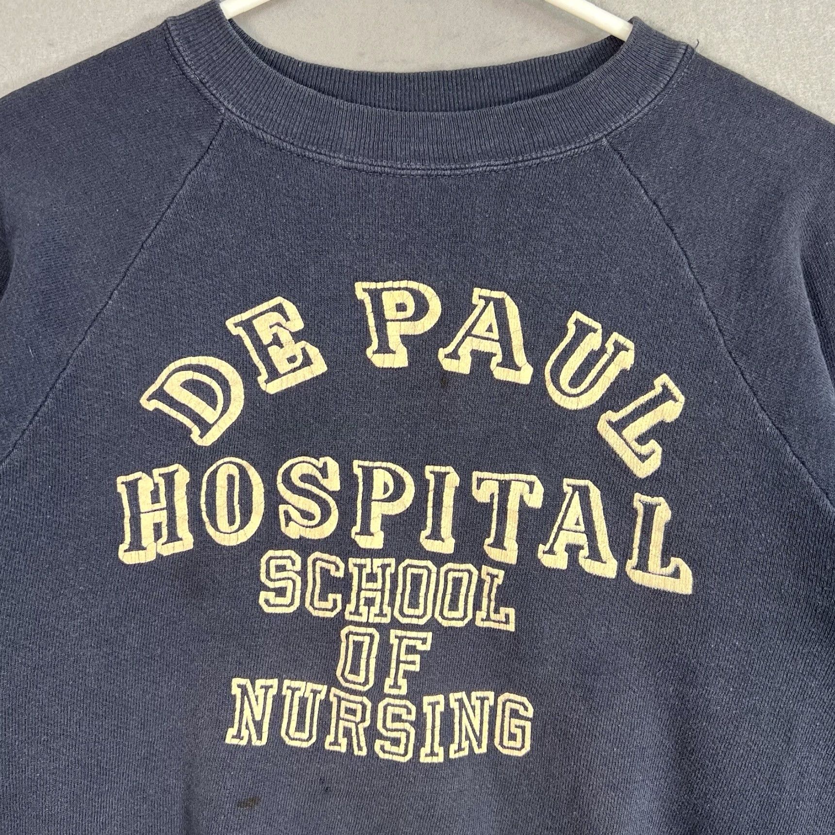 Vintage VINTAGE De Paul Hospital School Of Nursing Sweatshirt Mens Adult S Blue Sweatshirt Pullover Crew Neck Long Sleeve Cotton Blend 60s Pattern Solid Size US S / EU 44-46 / 1 - 4 Thumbnail