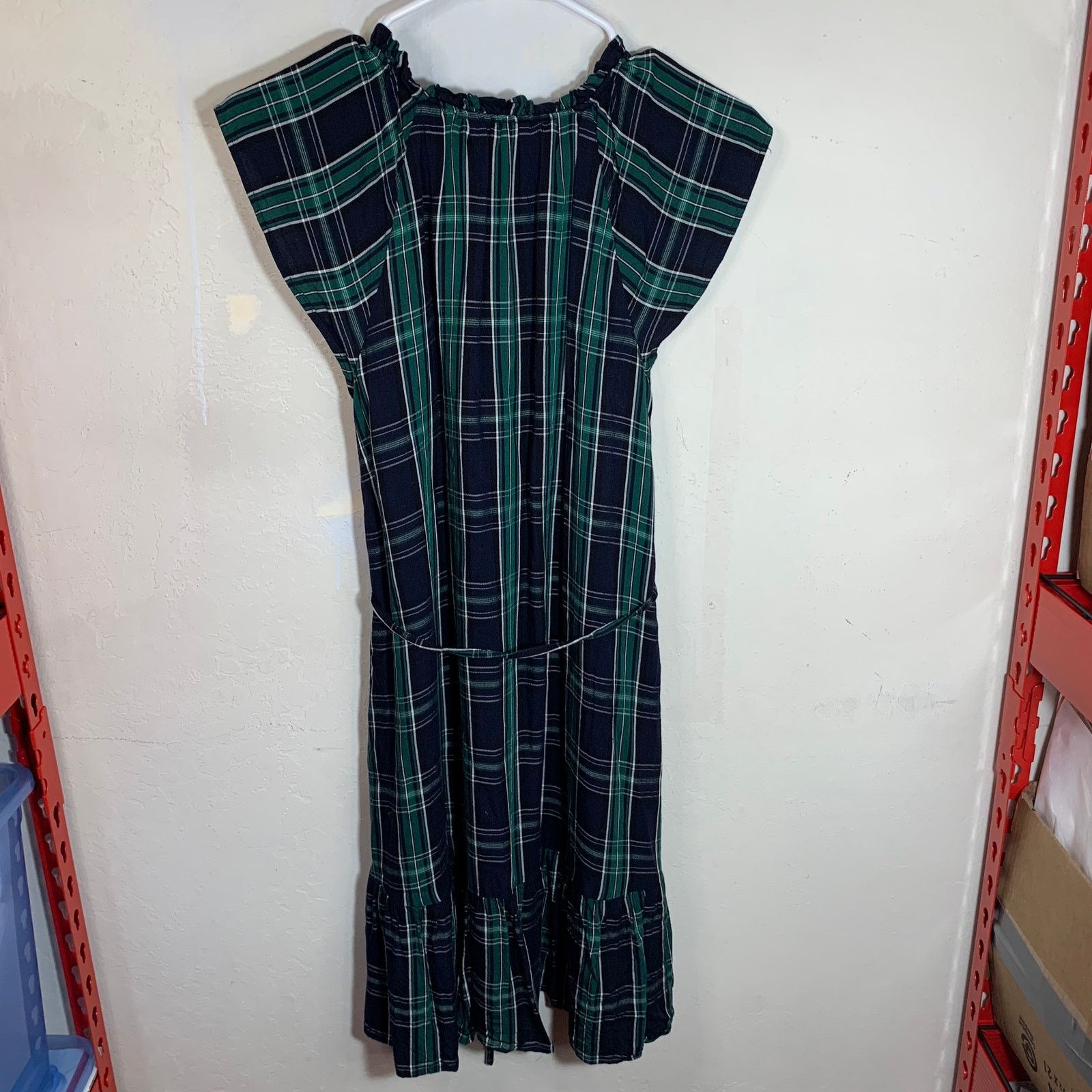 Loft LOFT Dress Blue Green Plaid Short Sleeve Size 2 Size XS / US 0-2 / IT 36-38 - 9 Thumbnail