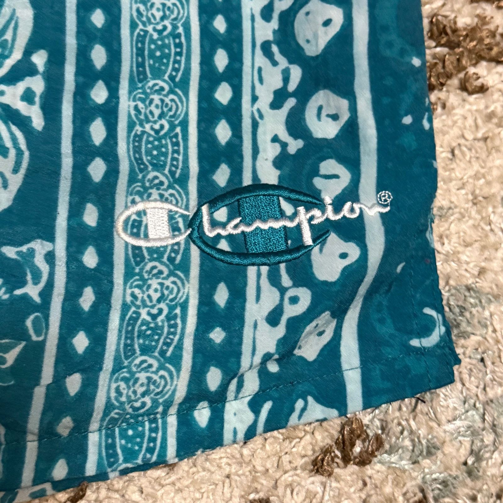 Champion × Vintage Vintage Champion Abstract Swim Trunks Nylon Shorts XL 90s Size US 38 / EU 54 - 3 Thumbnail