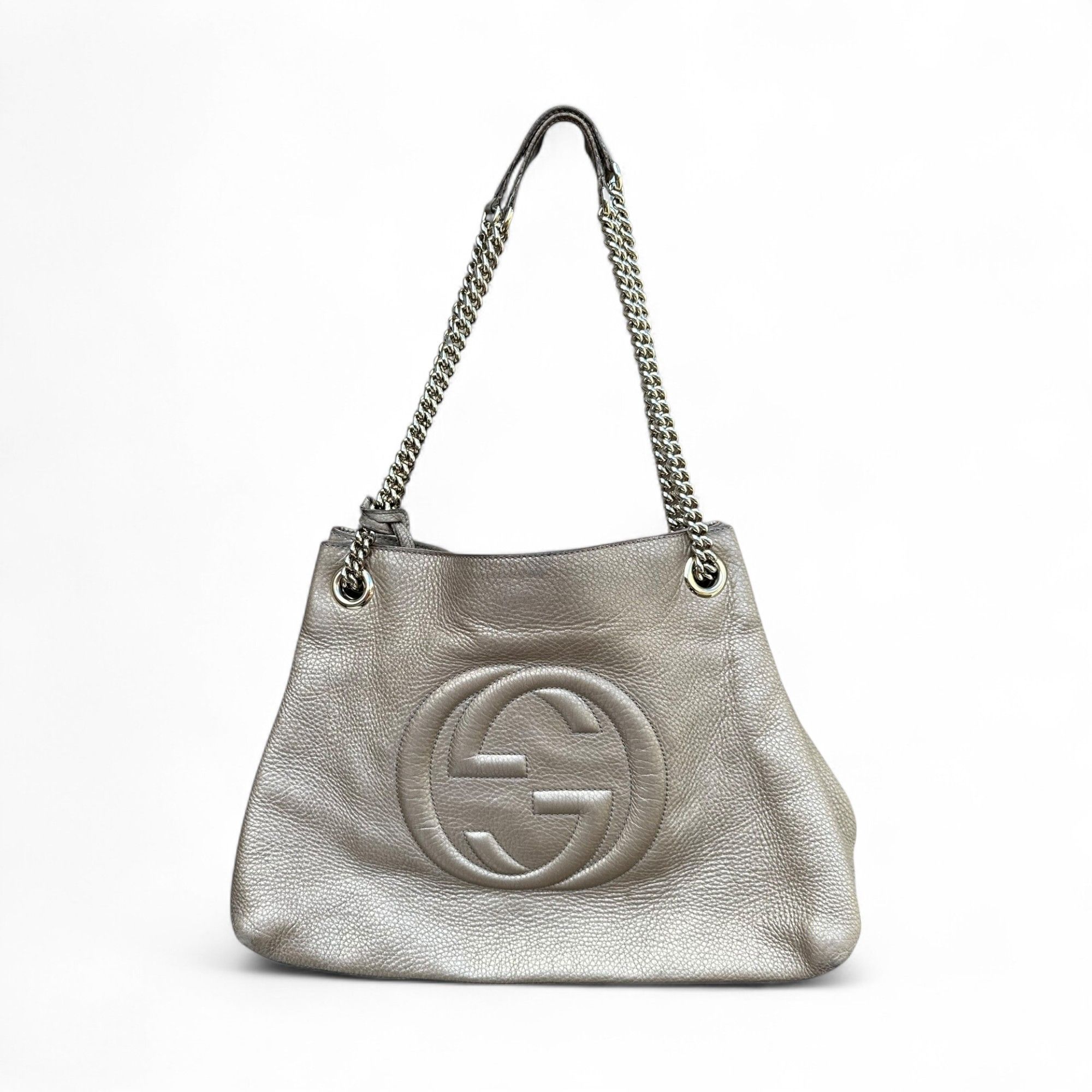 Gucci Gucci Soho Shoulder Bag Medium Pebbled Leather Gold Logo Size ONE SIZE - 1 Thumbnail