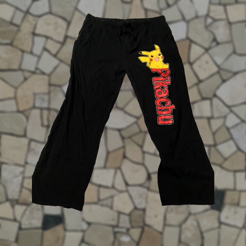 Vintage Pokemon Pikachu Womens Large BLACK Drawstring Lounge Jogger Elastic Sweatpants Size 36" / US 14 / IT 50 - 1 Thumbnail