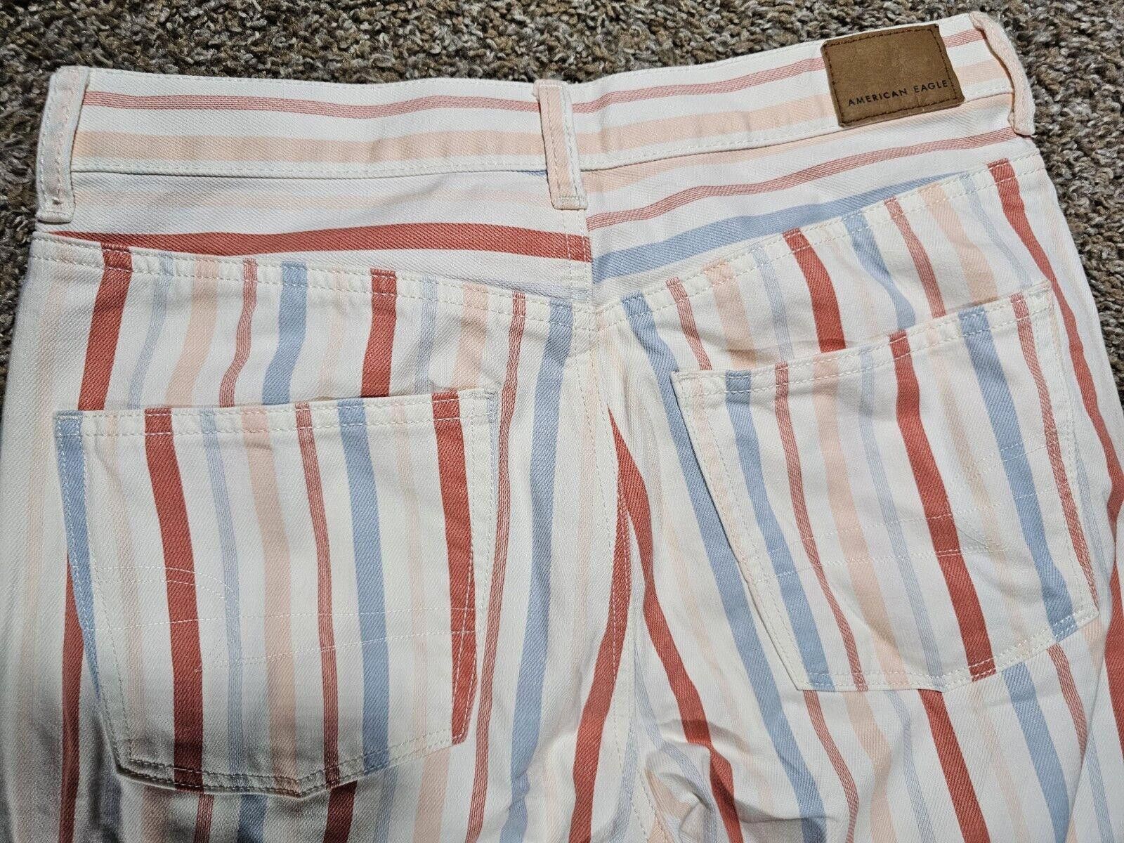 Designer American Eagle Pastel Multicolored Stripe Mom Jean 6 Long Size 28" / US 6 / IT 42 - 9 Thumbnail