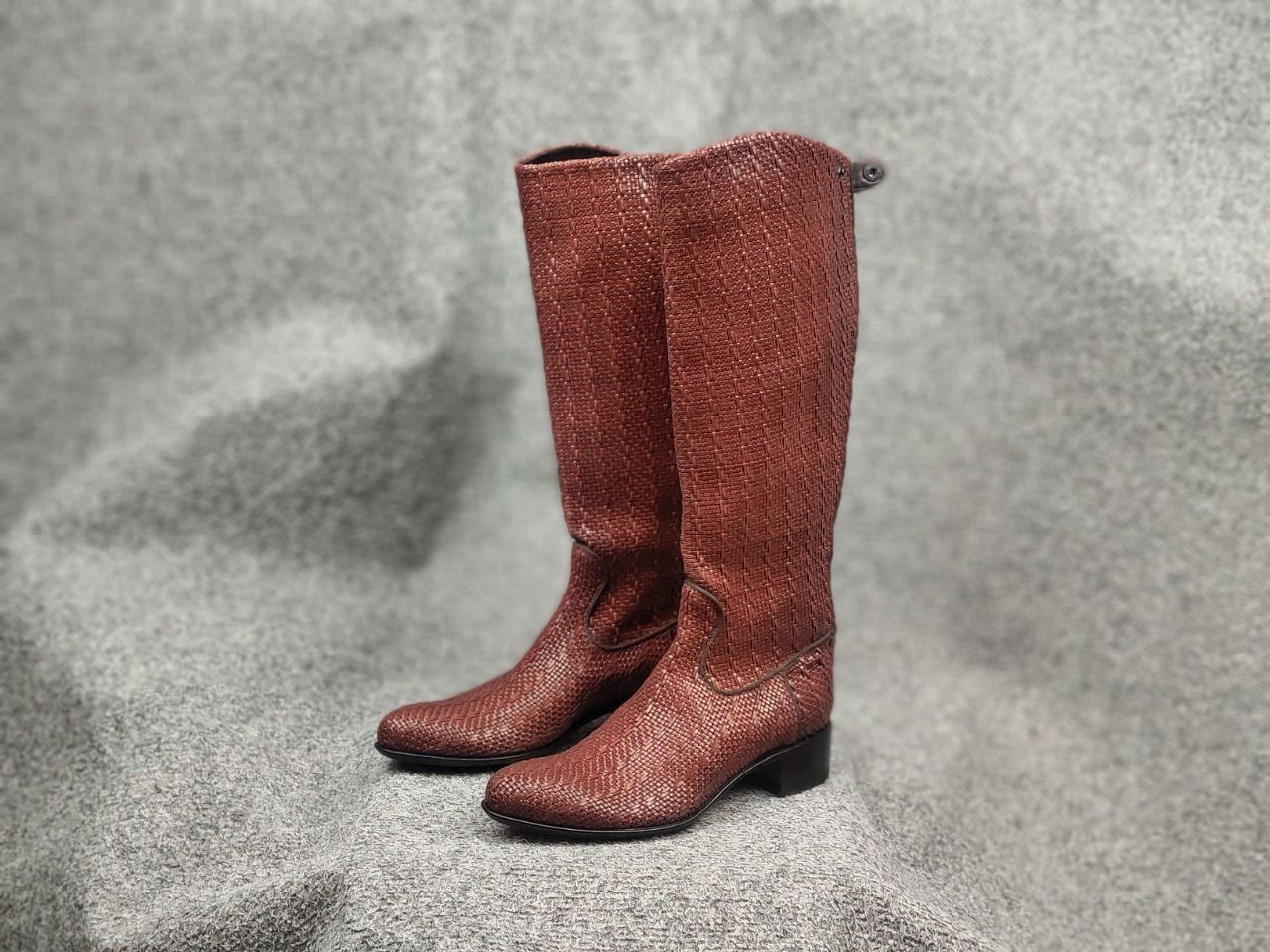 RoccoP Rocco P. Braided leather High Round Toe Riding Tall Boots Size US 6.5 / IT 36.5 - 5 Thumbnail