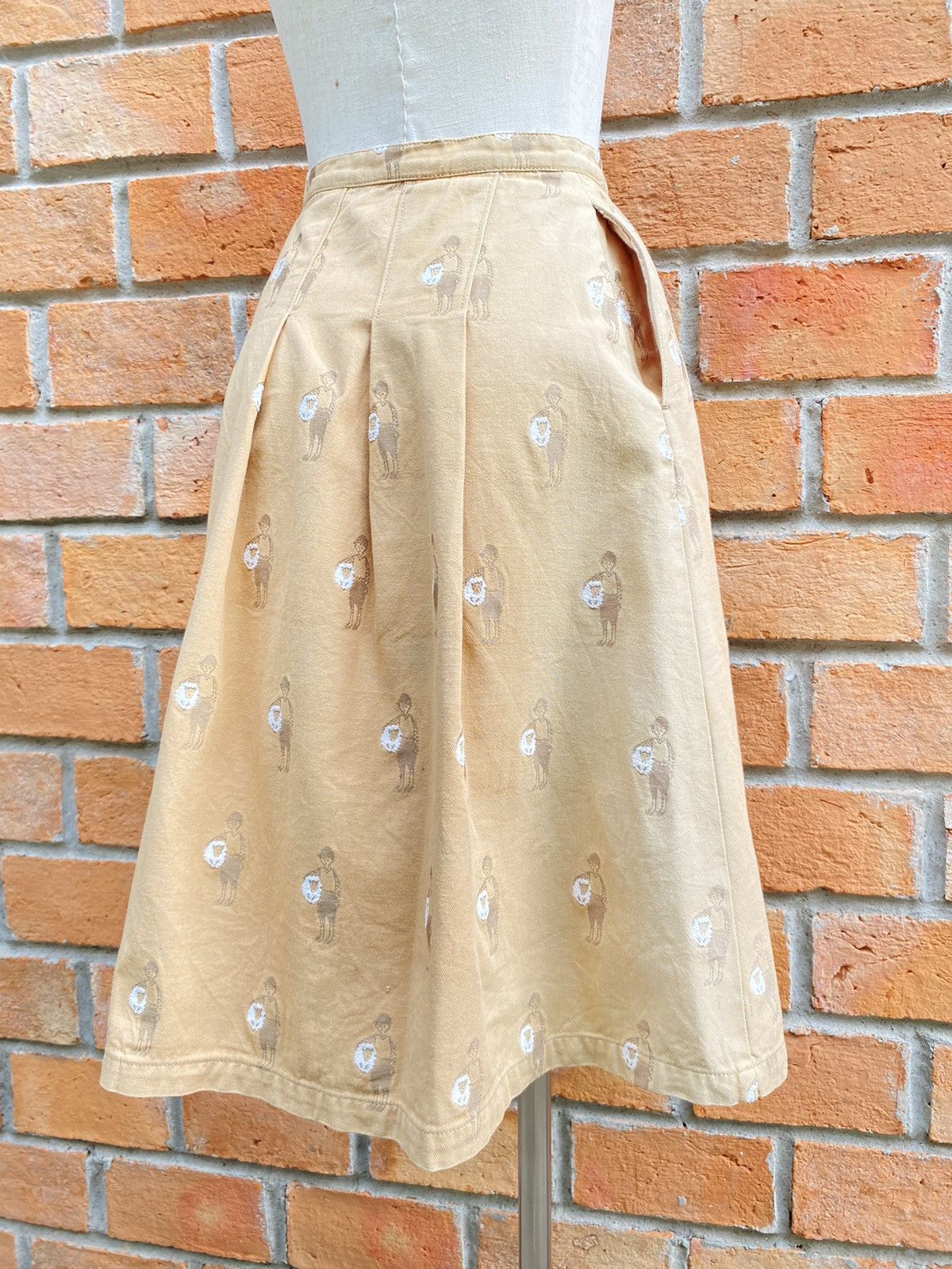 Ne-Net Né-net Beige A-Line Skirt with Embroidered Figure Pattern Size 26" / US 2 / IT 38 - 7 Thumbnail