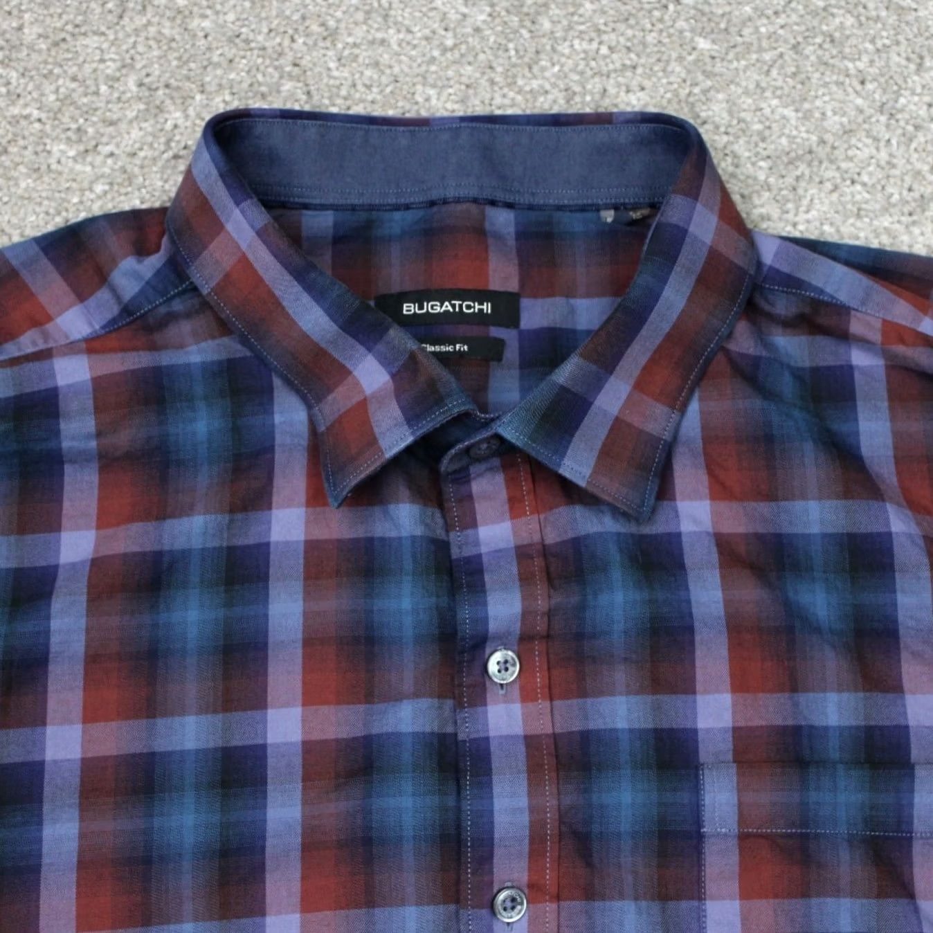 BUGATCHI Bugatchi Uomo Shirt Mens 3XL XXXL Blue Red Classic Fit 100% Cotton Long Sleeve Button-Up Shirt Size US XXL / EU 58 / 5 - 6 Thumbnail