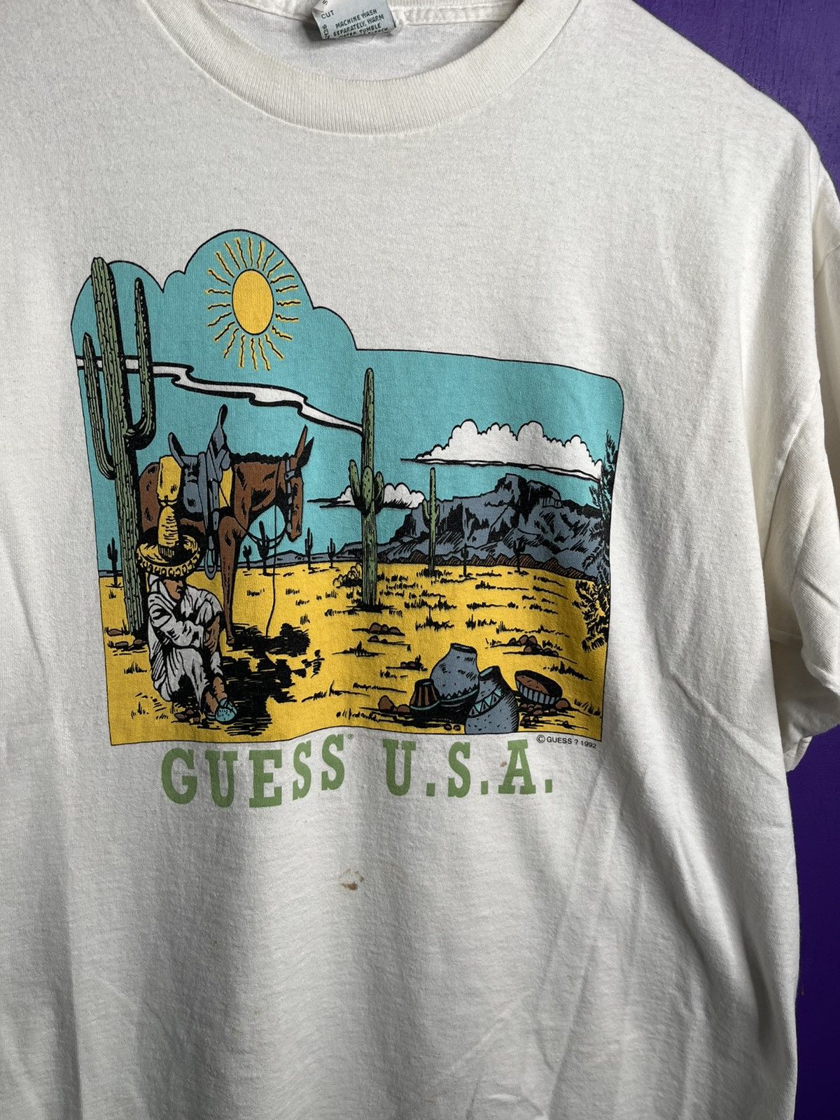 Guess × Vintage Vintage 1992 Guess USA western print t-shirt Size US L / EU 52-54 / 3 - 3 Thumbnail