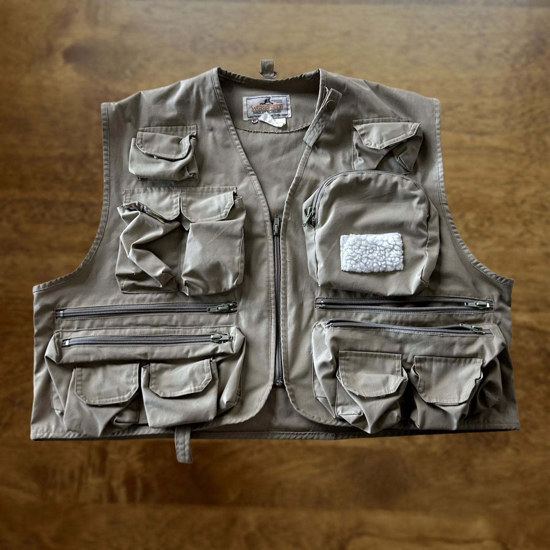 Vintage Woodfield Vest Mens XL Beige Canvas Full Zip Utility Outdoor Fishing Vest Size US XL / EU 56 / 4 - 1 Thumbnail