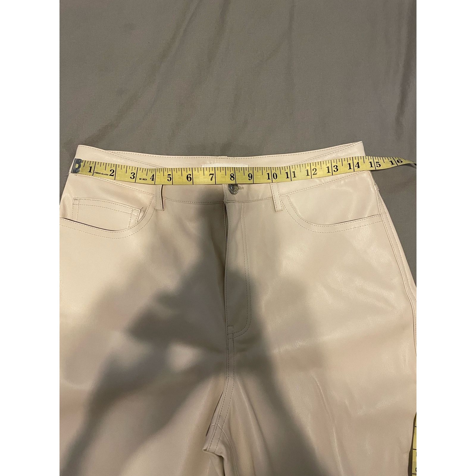 Mango Mango - High Waist Straight Leg Faux Leather / cream / Sz 6 Size 28" / US 6 / IT 42 - 6 Thumbnail