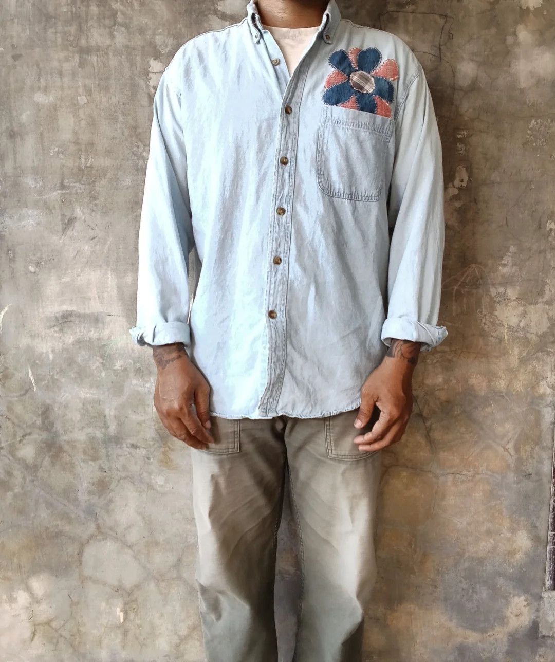 Other Denim shirt handmade pacthwork Size US L / EU 52-54 / 3 - 2 Thumbnail