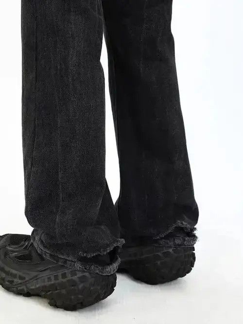 Japanese Brand VIBE Vintage washed and worn black ripped micro flare jeans Size US 32 / EU 48 - 2 Thumbnail