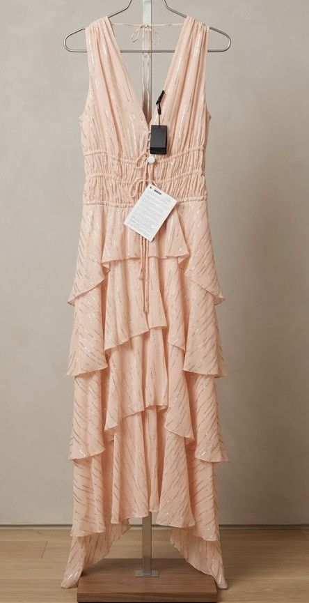 Maje MAJE Ruffled Metallic Silk-blend Crepon Midi Dress Blush Size S / US 4 / IT 40 - 6 Thumbnail
