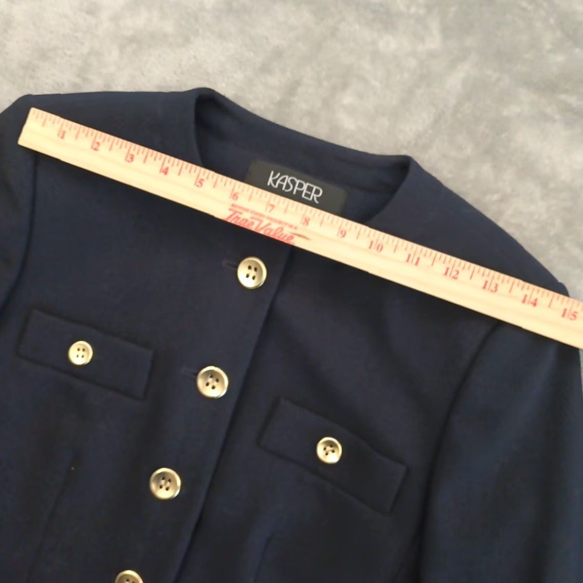 Kasper Kasper Blazer Womens Blazer Blue Herringbone Five-Button Kasper Jacket 100% Polyester Regular Size 4 Womens Blue Size S / US 4 / IT 40 - 2 Thumbnail