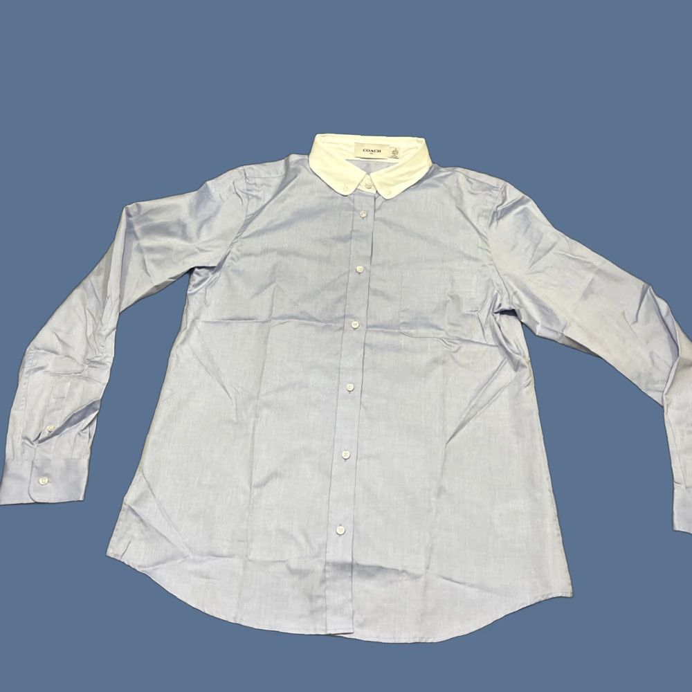 Coach Coach Shirt Womens 12 Blue White Contrast Collar Dress Button Down Portugal Size XL / US 12-14 / IT 48-50 - 1 Thumbnail