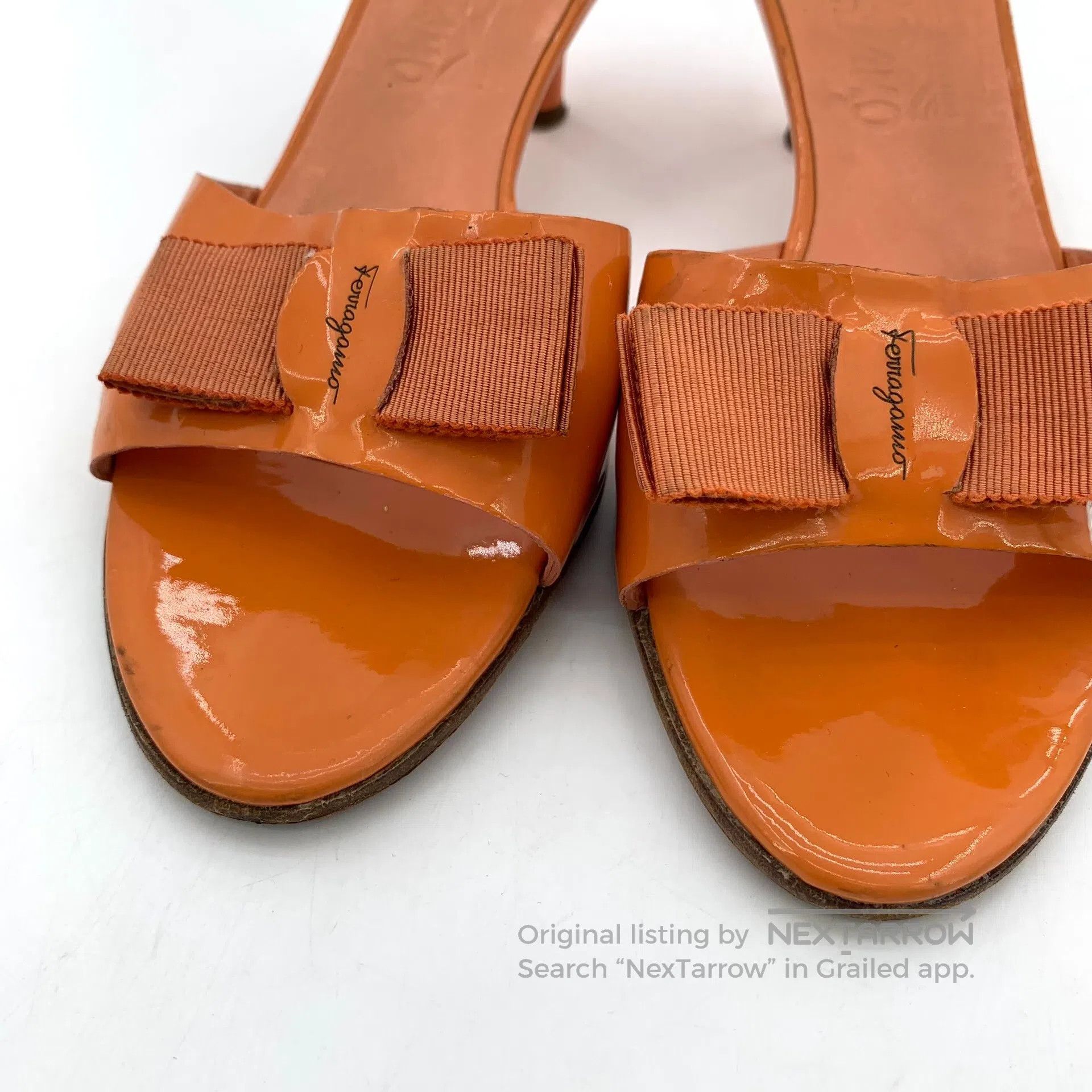 Salvatore Ferragamo Salvatore Ferragamo Orange bow one-strap high wedge sandal Size US 7 / IT 37 - 9 Thumbnail