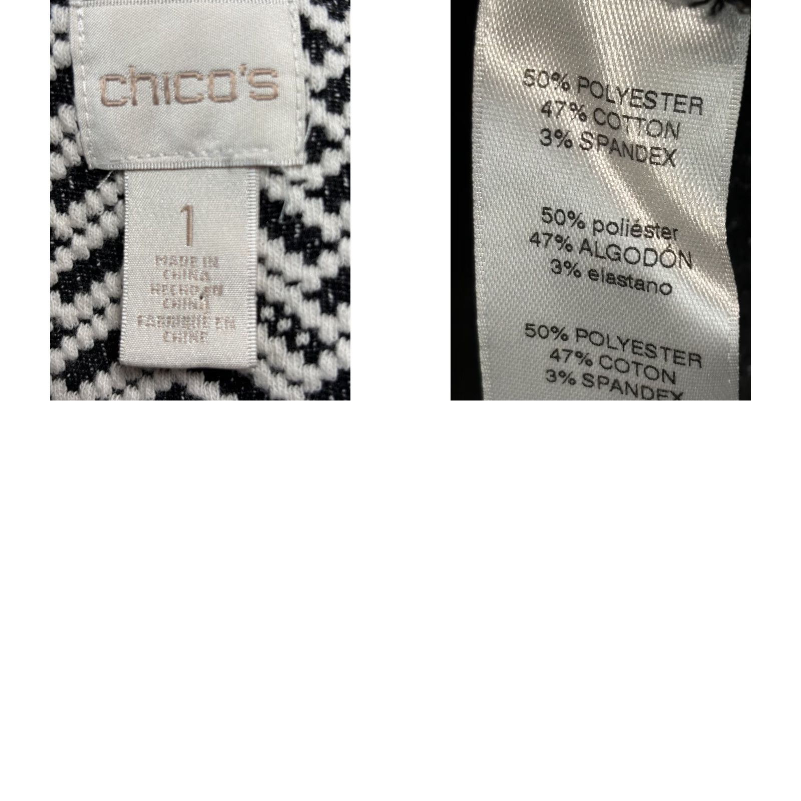 Vintage Chicos Jacket Womens M Ivory Black Chevron Knit Jacquard Duster Snap Closure Size M / US 6-8 / IT 42-44 - 8 Thumbnail