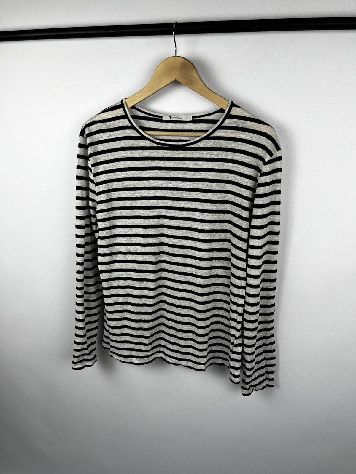 Alexander Wang Womens T. Alexander Wang Long Sleeve Striped Top Black White Size S / US 4 / IT 40 - 1 Thumbnail