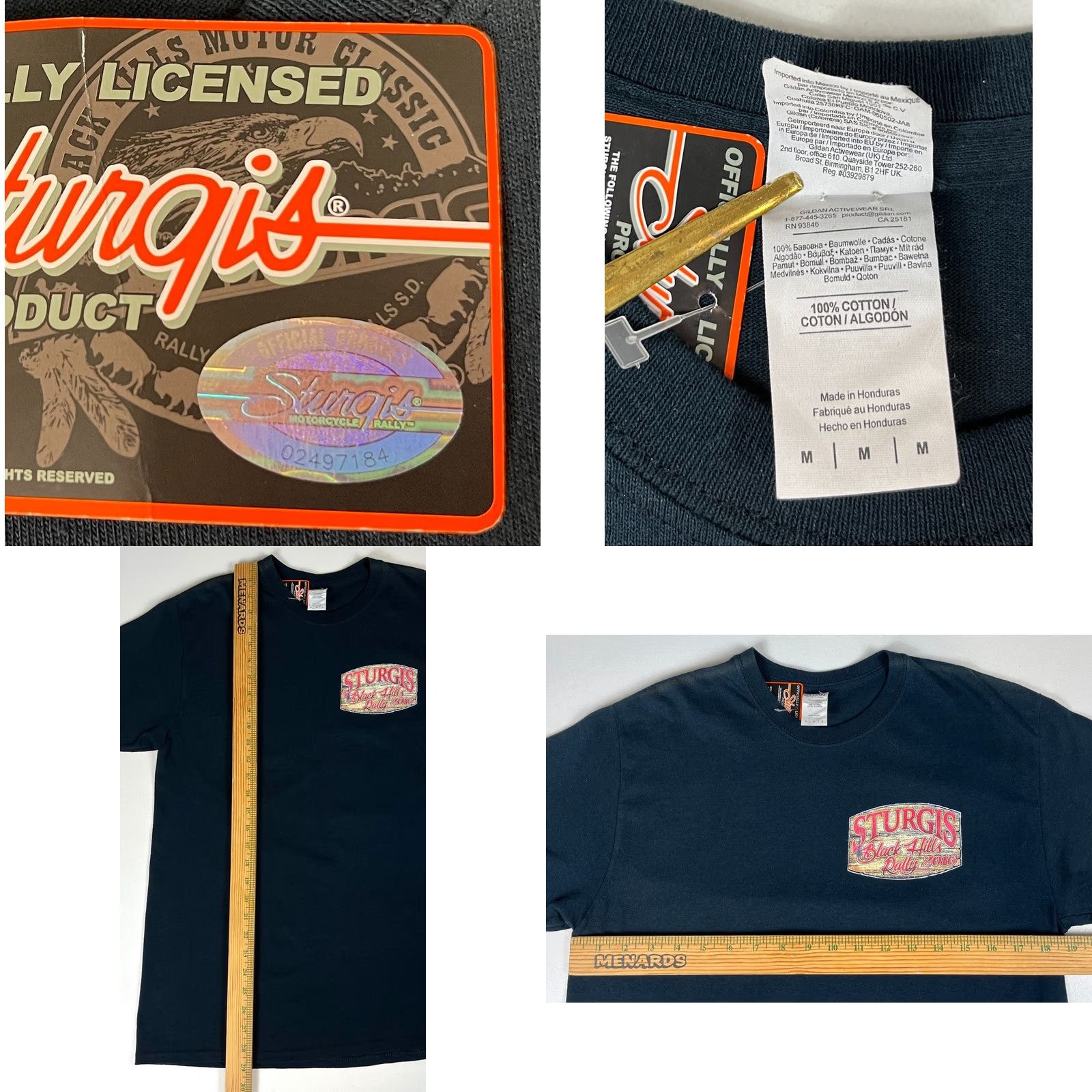 Gildan NWT 2016 Sturgis Black Hills Motorcycle Rally T-Shirt Double-Sided Sz M Mens Black Cotton Gildan Shirt Short Sleeve Crew Neck Vintage? Size US M / EU 48-50 / 2 - 8 Thumbnail