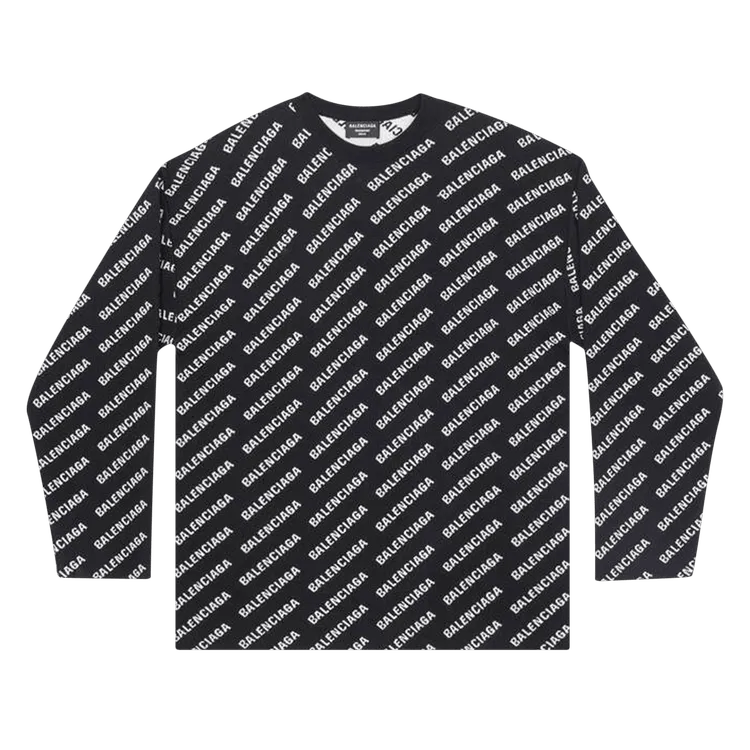 Balenciaga o1la1rc1a1024 All-Over Crewneck Sweater in Black/White Size M / US 6-8 / IT 42-44 - 1 Thumbnail