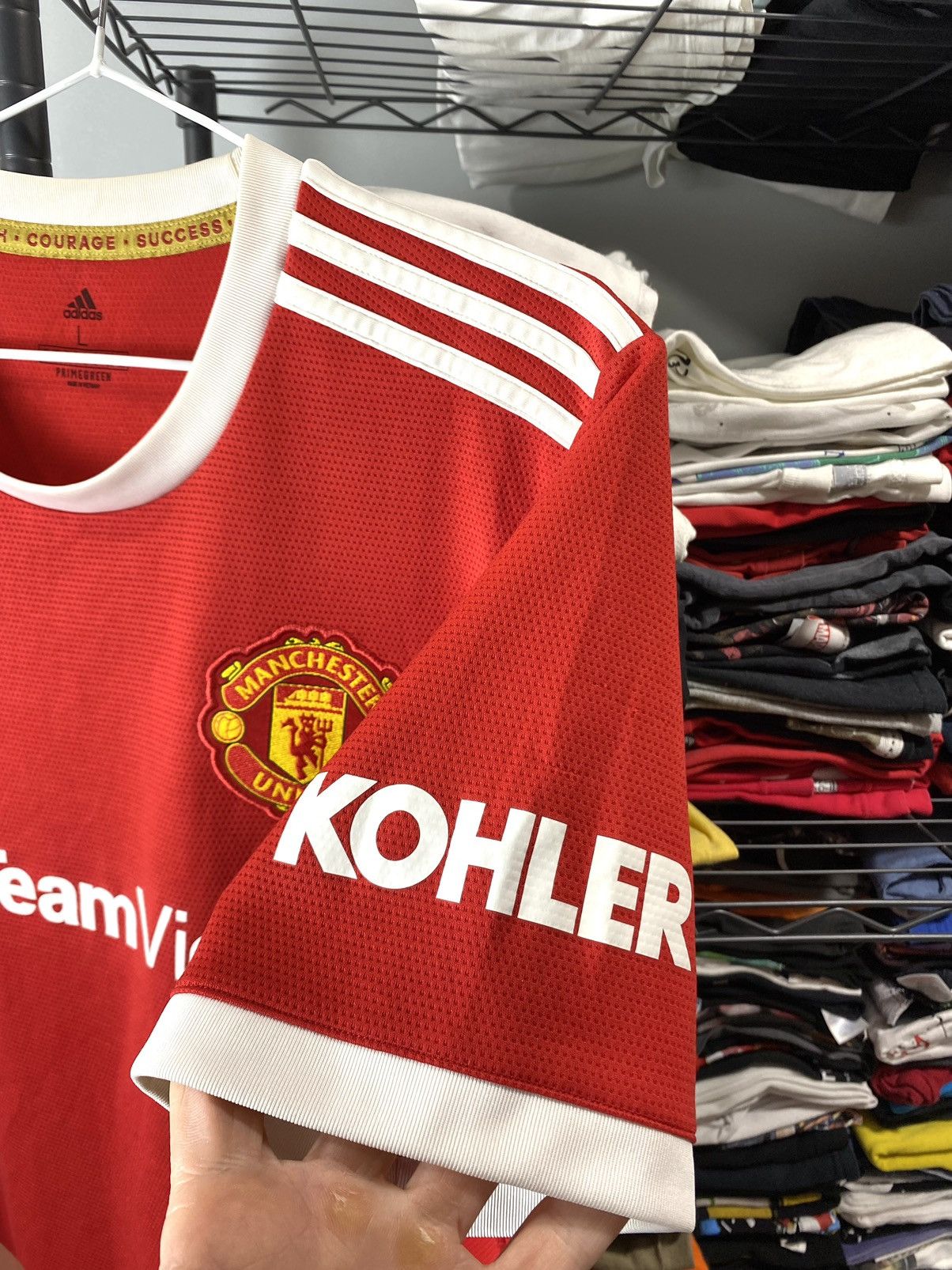 Adidas Adidas Manchester United Soccer Jersey T Shirt Size US L / EU 52-54 / 3 - 5 Thumbnail