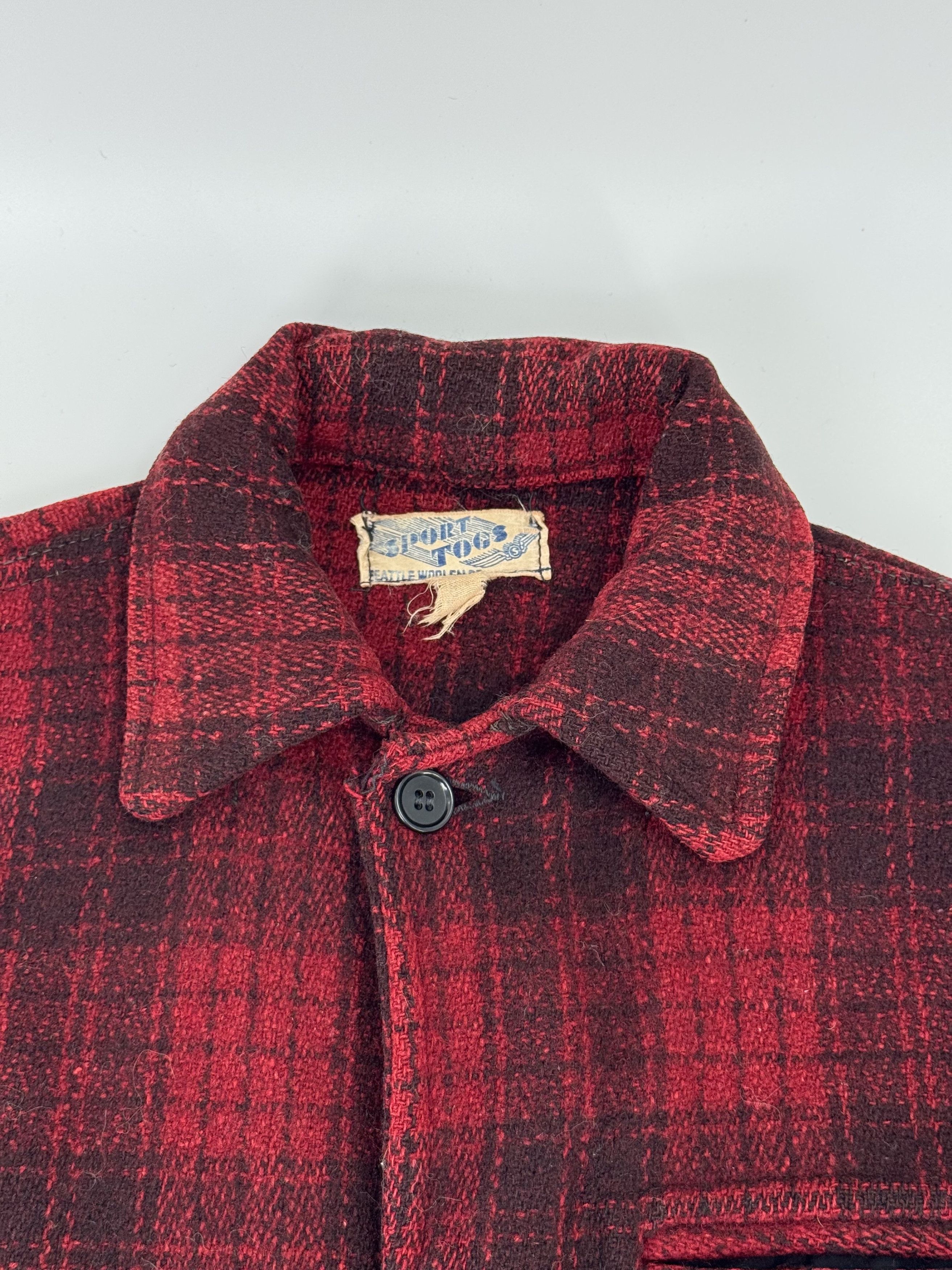 Vintage 1940s Vintage Sport Togs Seattle Woolen Red Jacket 40s Small Size US S / EU 44-46 / 1 - 3 Thumbnail