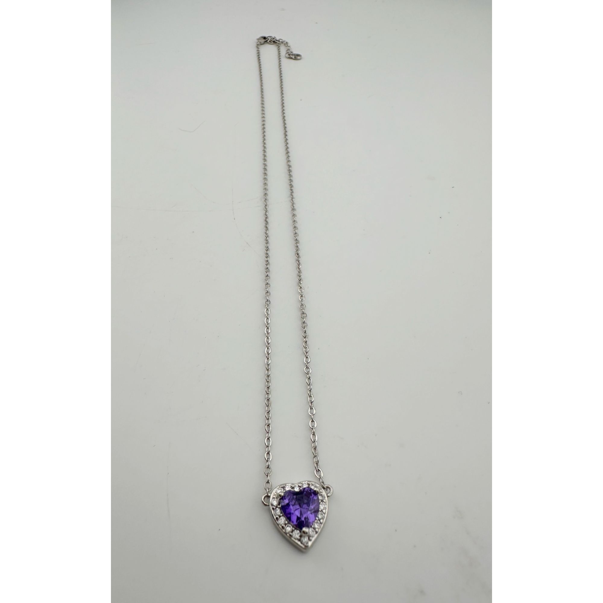 Other Amethyst and White Topaz Heart Shaped Halo Necklace Size ONE SIZE - 8 Thumbnail