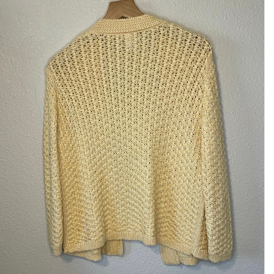 Chicos Chico’s Yellow Loose Knit Open Front Cardigan 0 (XS/Small) Size S / US 4 / IT 40 - 4 Thumbnail