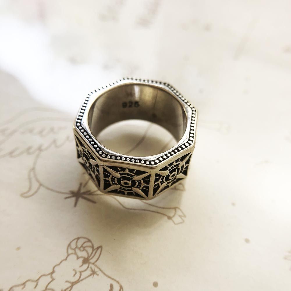 Jewelry × Vintage SIZE 10 Compass Angular 925 Sterling Silver Ring Size ONE SIZE - 2 Thumbnail