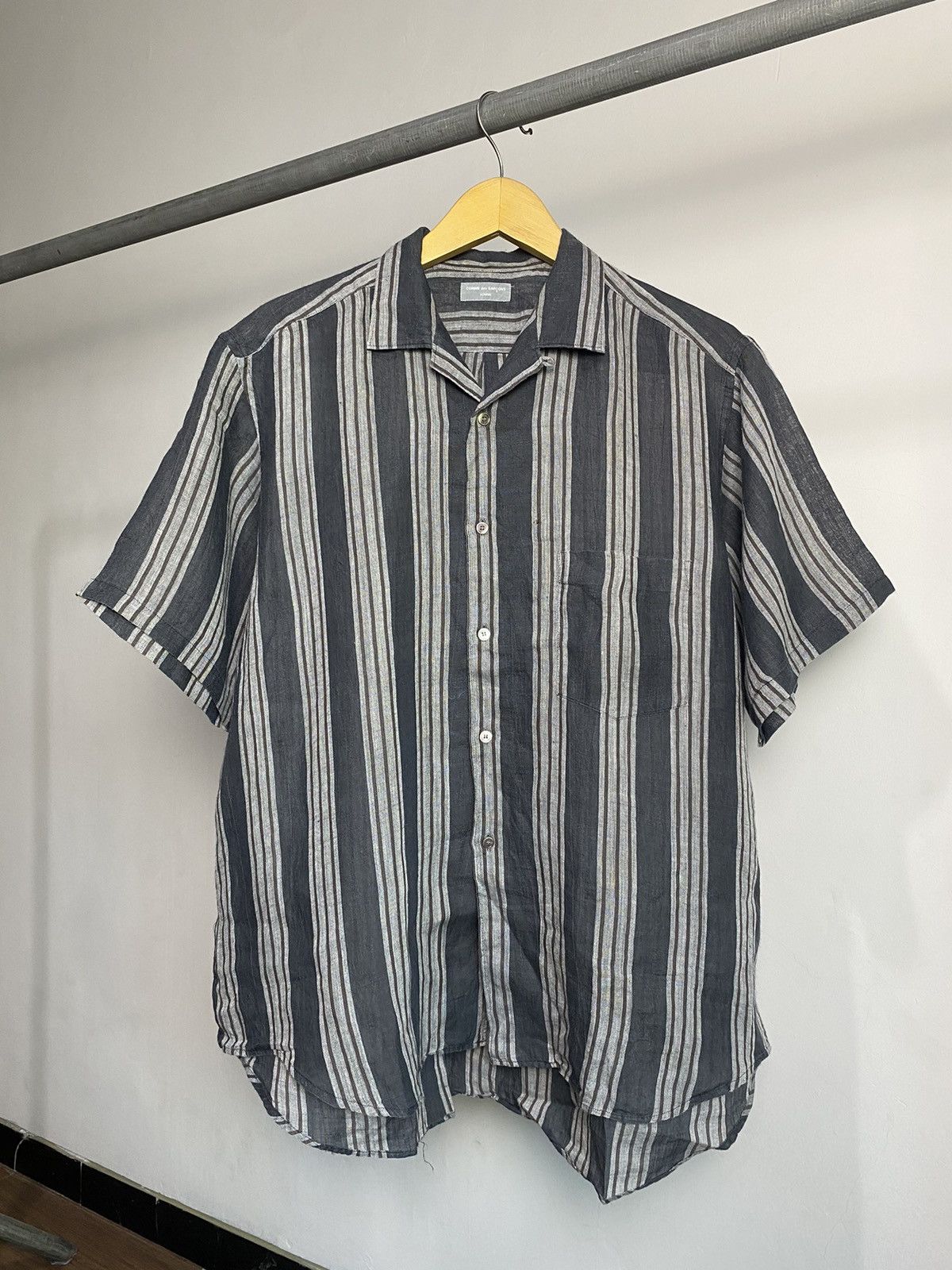 Comme des Garcons 1990 CDG Homme Linen Striped Open Collar Shirt Grailed