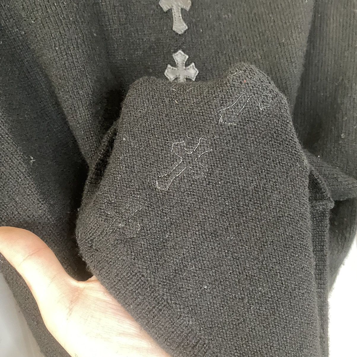 Chrome Hearts Chrome Hearts Black Cashmere Back Cross Patch Line Cardigan Size US S / EU 44-46 / 1 - 19 Thumbnail