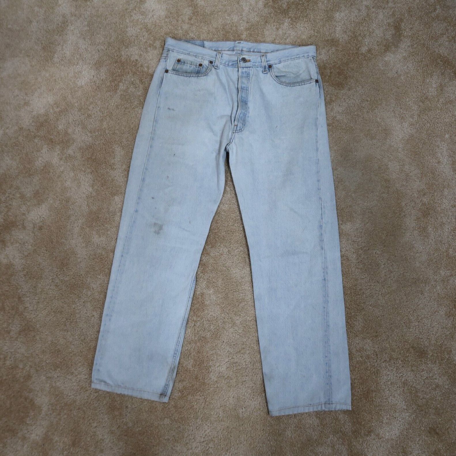 image of Levis Vintage Levi's 501 Men's 38X32 Measures 36X30 Blue Denim Usa Made Button Fly in White