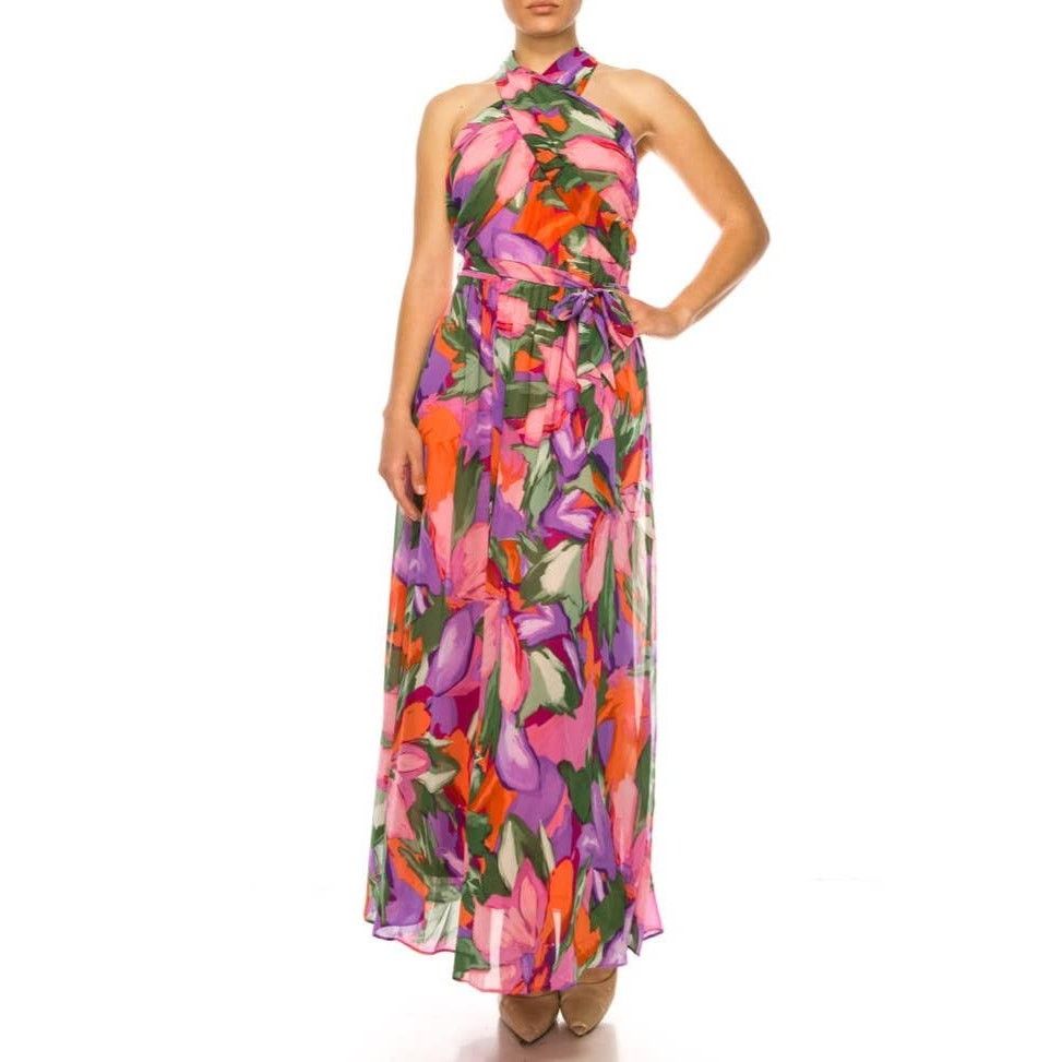 Other London Times Apparel Criss Cross Halter Maxi Dress Formal Size XL / US 12-14 / IT 48-50 - 4 Thumbnail