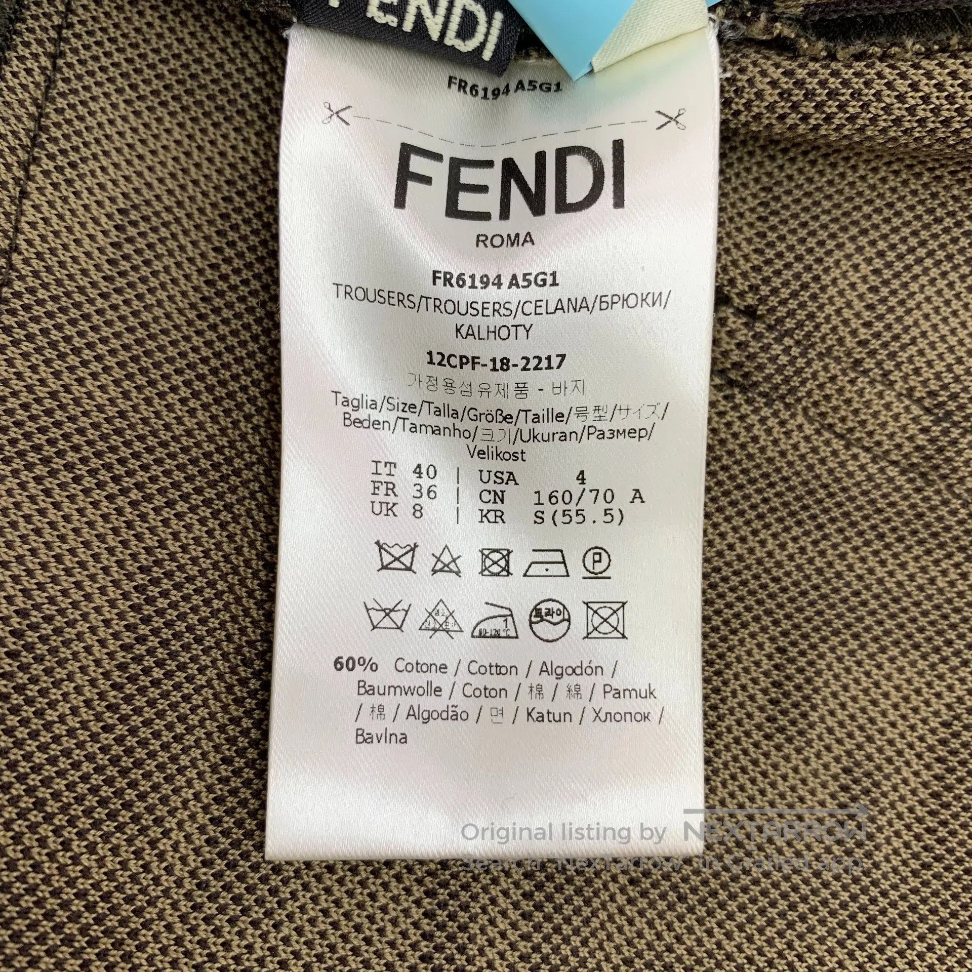 Fendi FENDI Dark Brown Double F Printed Cotton Casual Trousers| Size US 40 / EU 56 - 8 Thumbnail