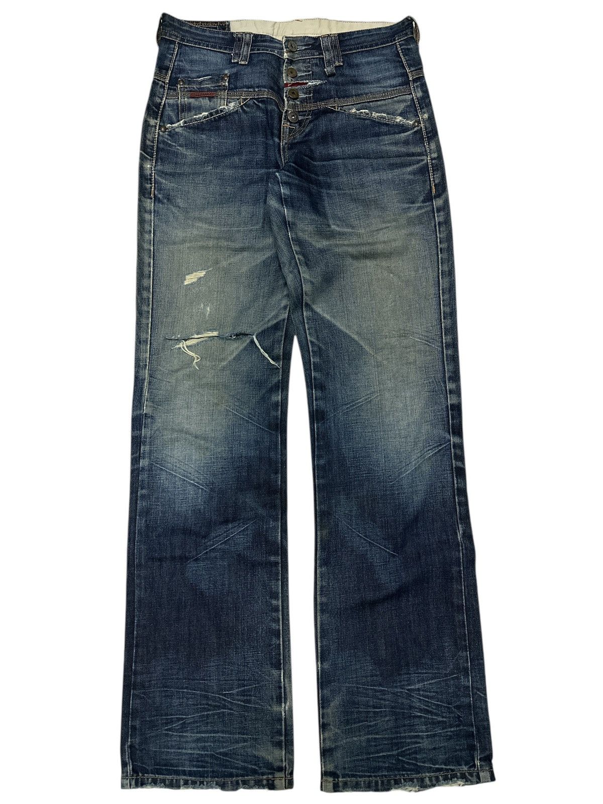 Marithe + Francois Girbaud Flare Marithe Francois Girbaud Distress Denim. Size US 32 / EU 48 - 1 Thumbnail