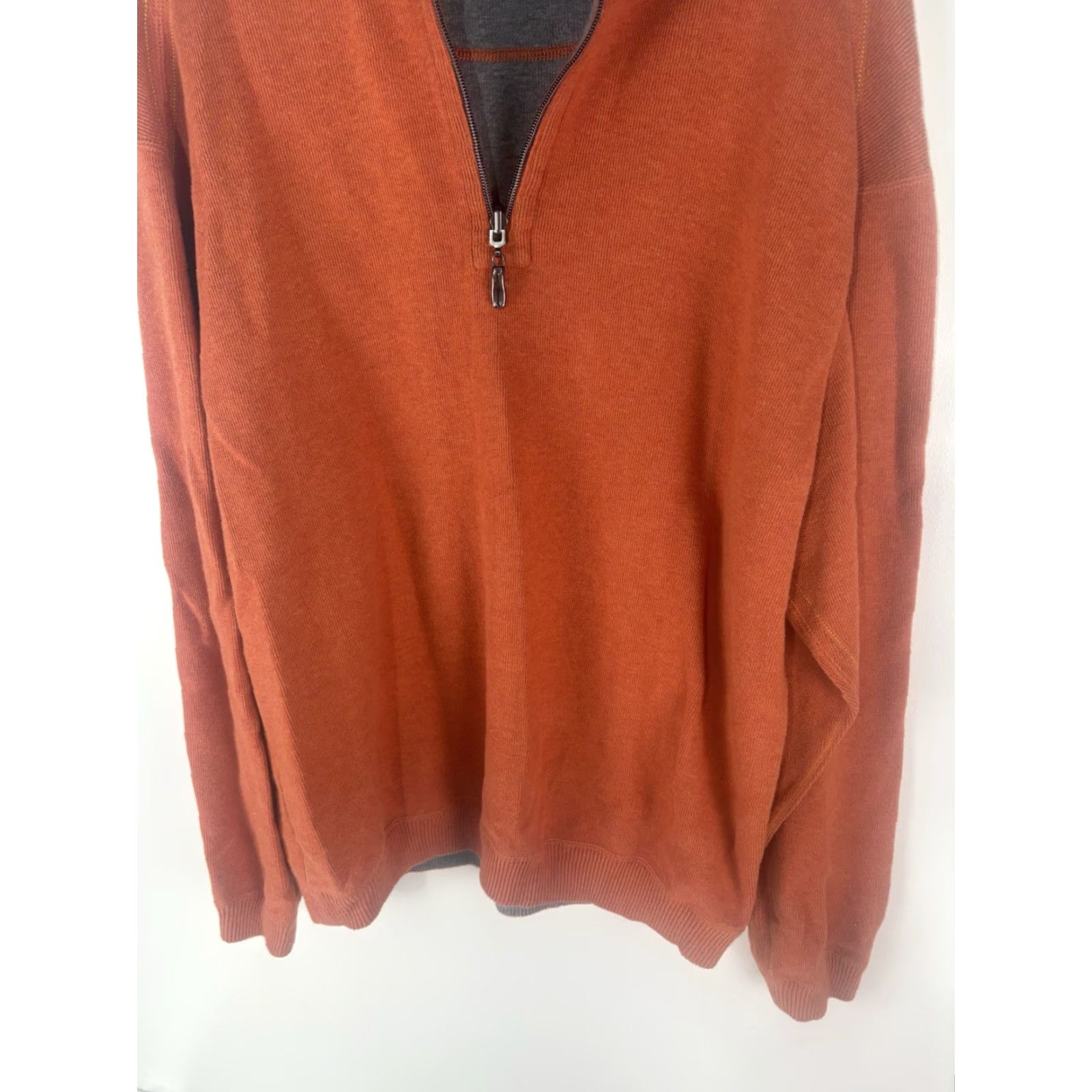 Tommy Bahama Tommy Bahama Heavyweight Orange 1/4 Zip Mock Neck Sweater Men XL Fall Winter Casual Size US XL / EU 56 / 4 - 4 Thumbnail