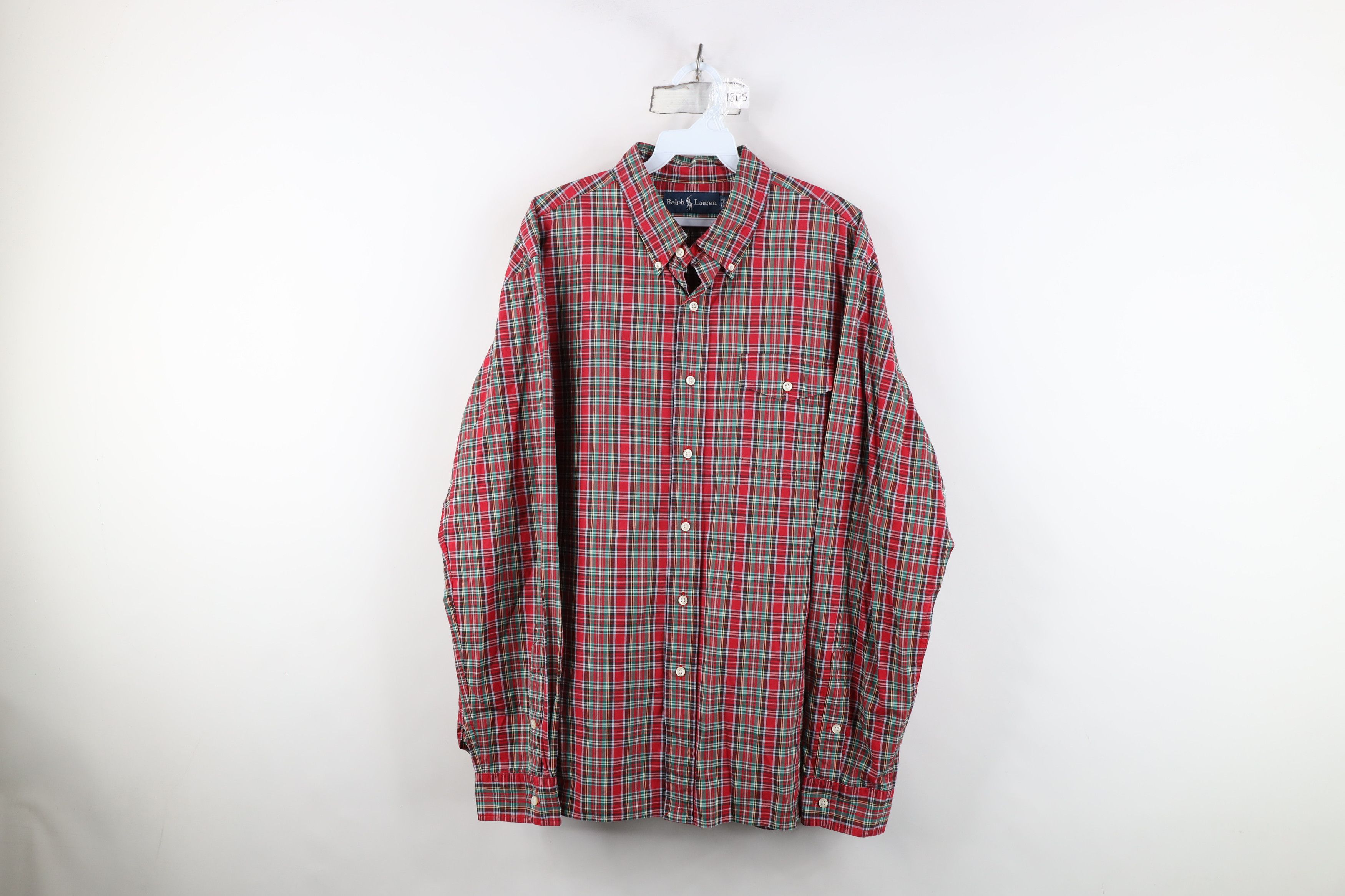 Ralph Lauren Vintage 90s Ralph Lauren Collared Down Shirt Rainbow Plaid Size US XL / EU 56 / 4 - 1 Thumbnail