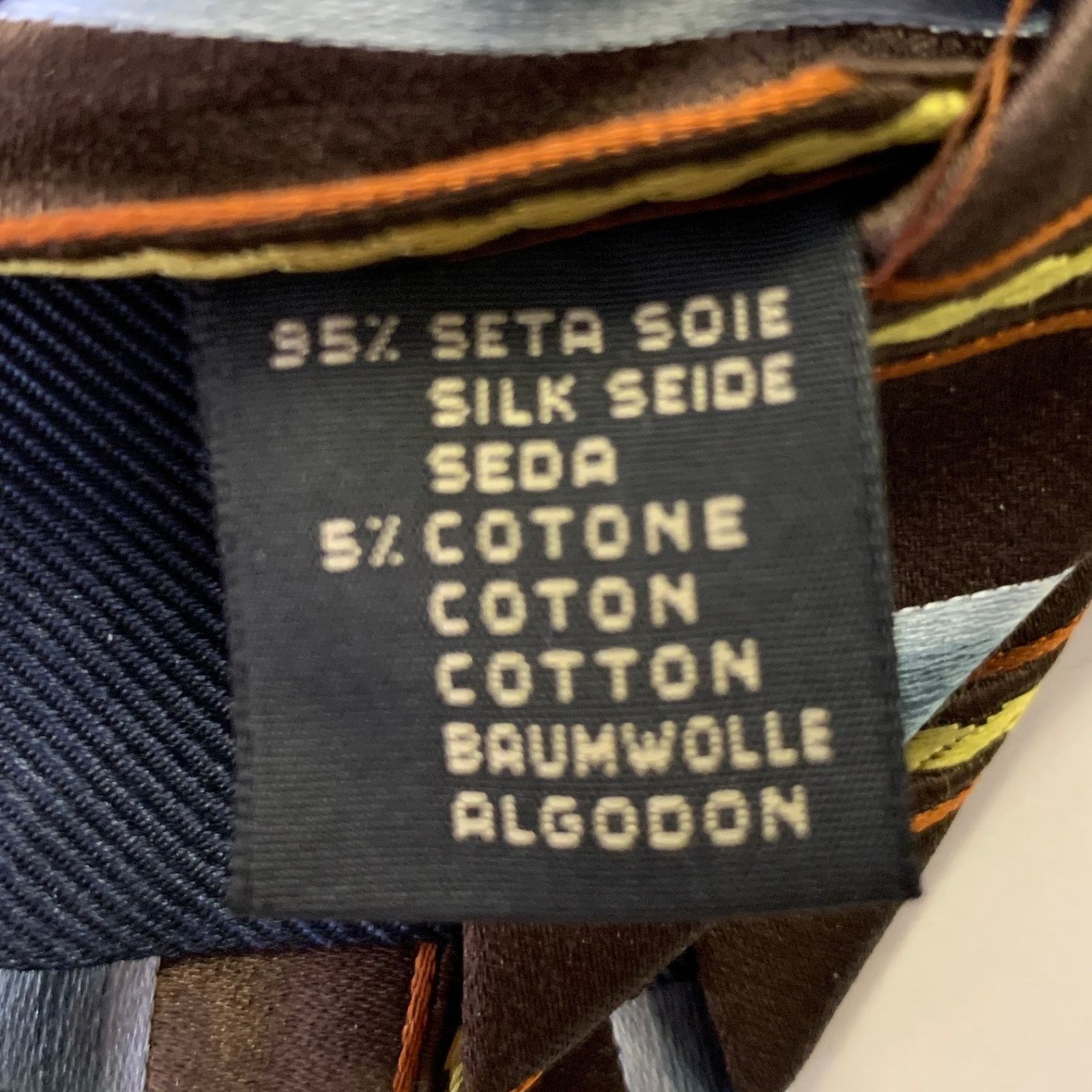 Ermenegildo Zegna ERMENEGILDO ZEGNA Brown Blue Stripe Silk Cotton Tie Size ONE SIZE - 3 Thumbnail