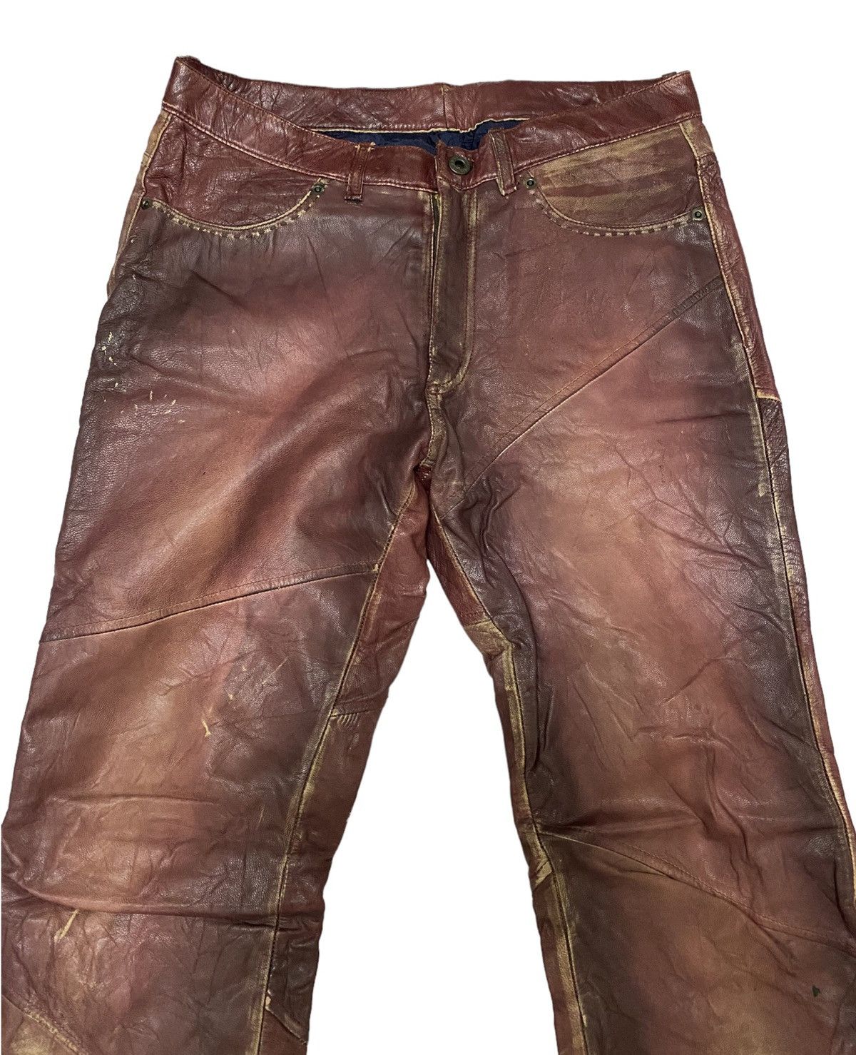 If Six Was Nine × Japanese Brand × Le Grande Bleu (L.G.B.) 291295 = HOMME Goat Leather Destroyed Pants (C1) Size US 31 - 2 Thumbnail