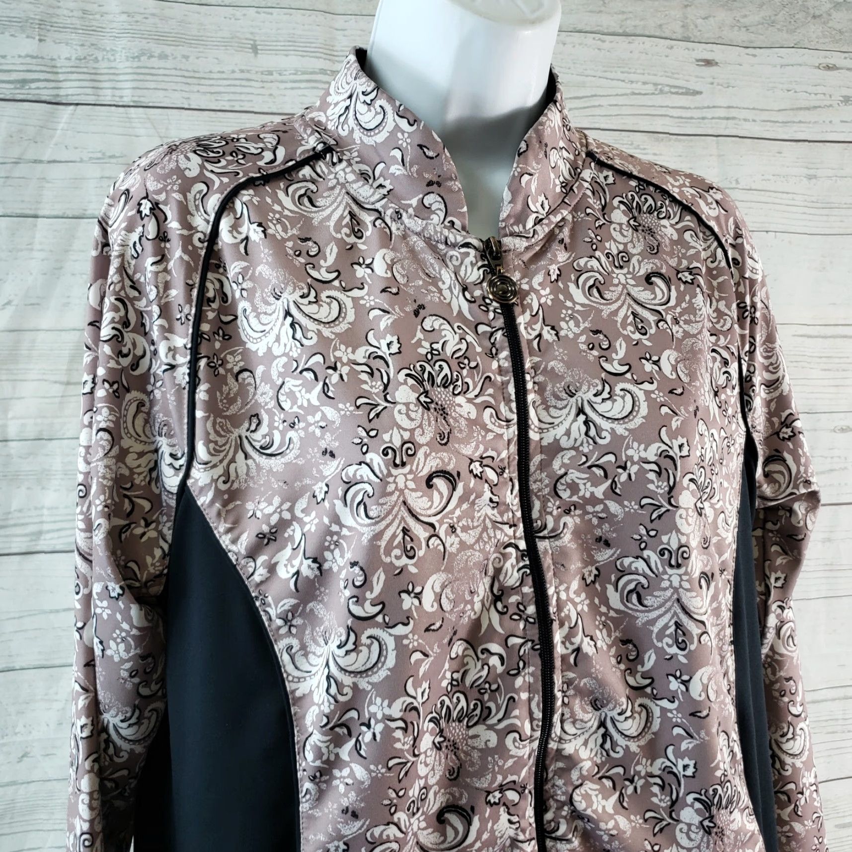 Vintage Soma Intimates Womens Jacket Sz Medium Black Mauve Full Zip Track Jacket Size M / US 6-8 / IT 42-44 - 2 Thumbnail
