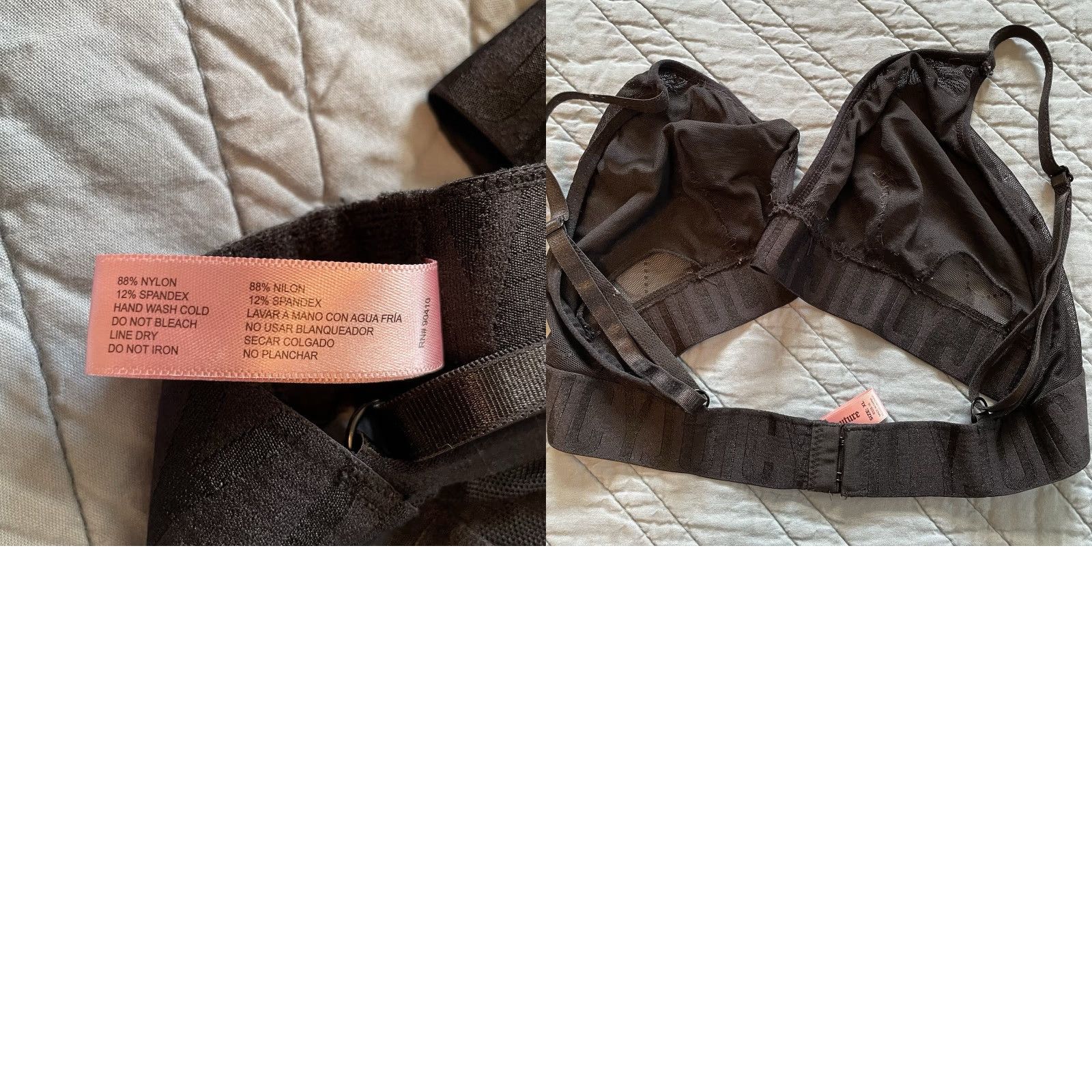 Juicy Couture Juicy Couture Intimates XL Black All Over Lace Bralette Bra Wireless Padded? No pads Bralette Lace Adjustable Strap Back Closure Full Coverage Size ONE SIZE - 8 Thumbnail