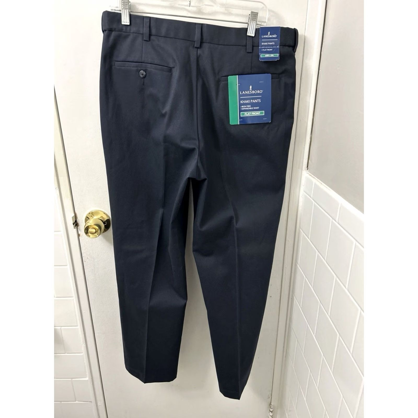 Vintage Lanesboro Pants Mens 34x29 Dark Navy Blue Flat Front Iron Free NWT YKK Khaki Casual Workwear Size US 34 / EU 50 - 2 Thumbnail