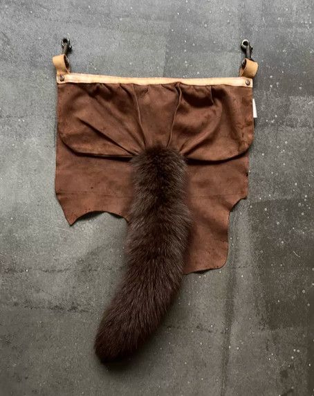 20471120 90s Faux-Tail & Leather Patchwork Waist Bag