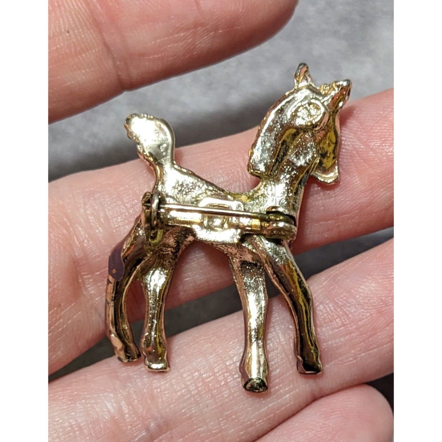 Other Vintage Horse Foal Brown Enamel Rhinestone Brooch Size ONE SIZE - 6 Thumbnail