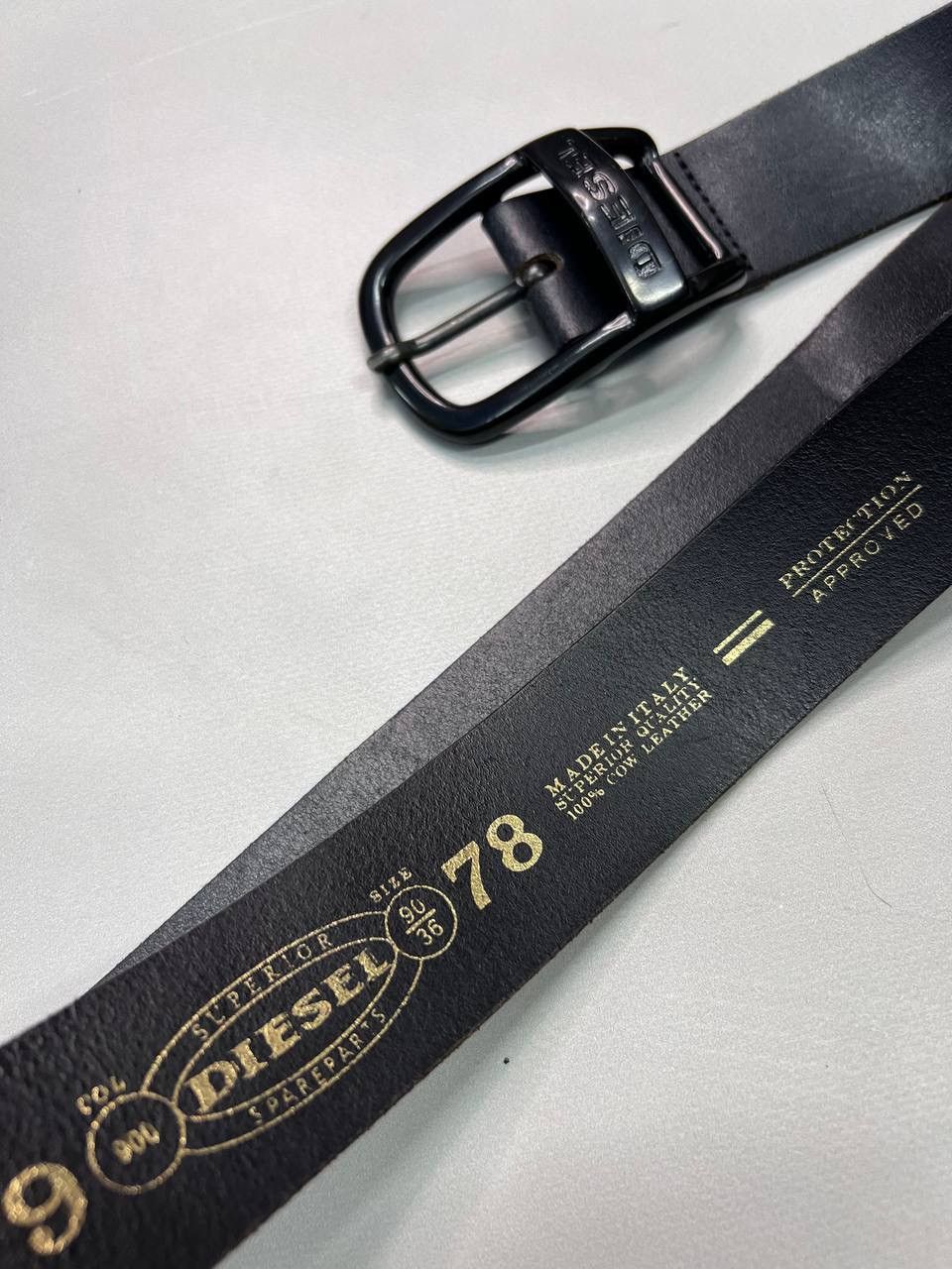 Vintage Diesel Leather Belt Big Logo 90s